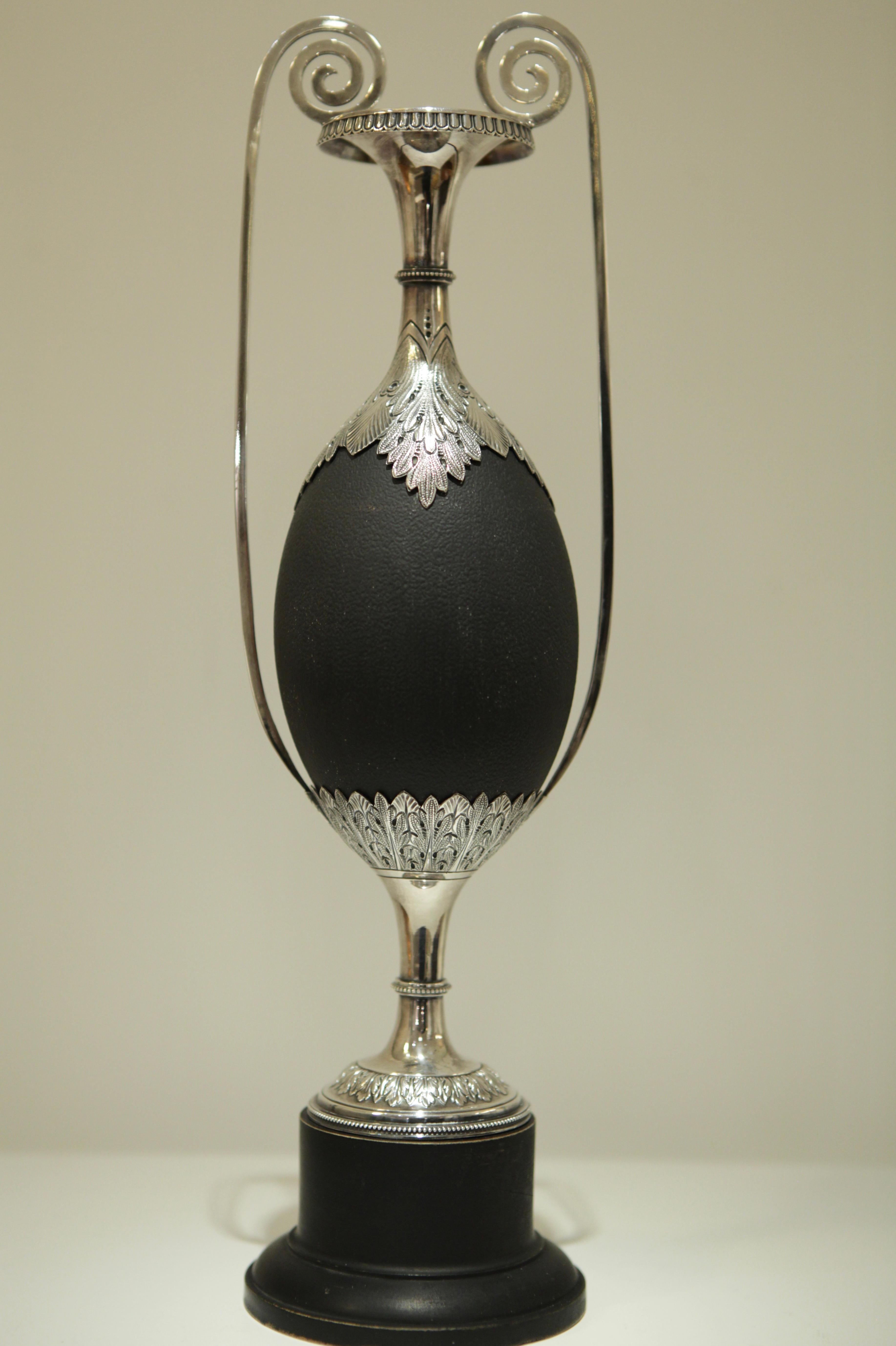 Early 20th Century Art Nouveau Silver Mounted Emu Egg, South Australia, 1900