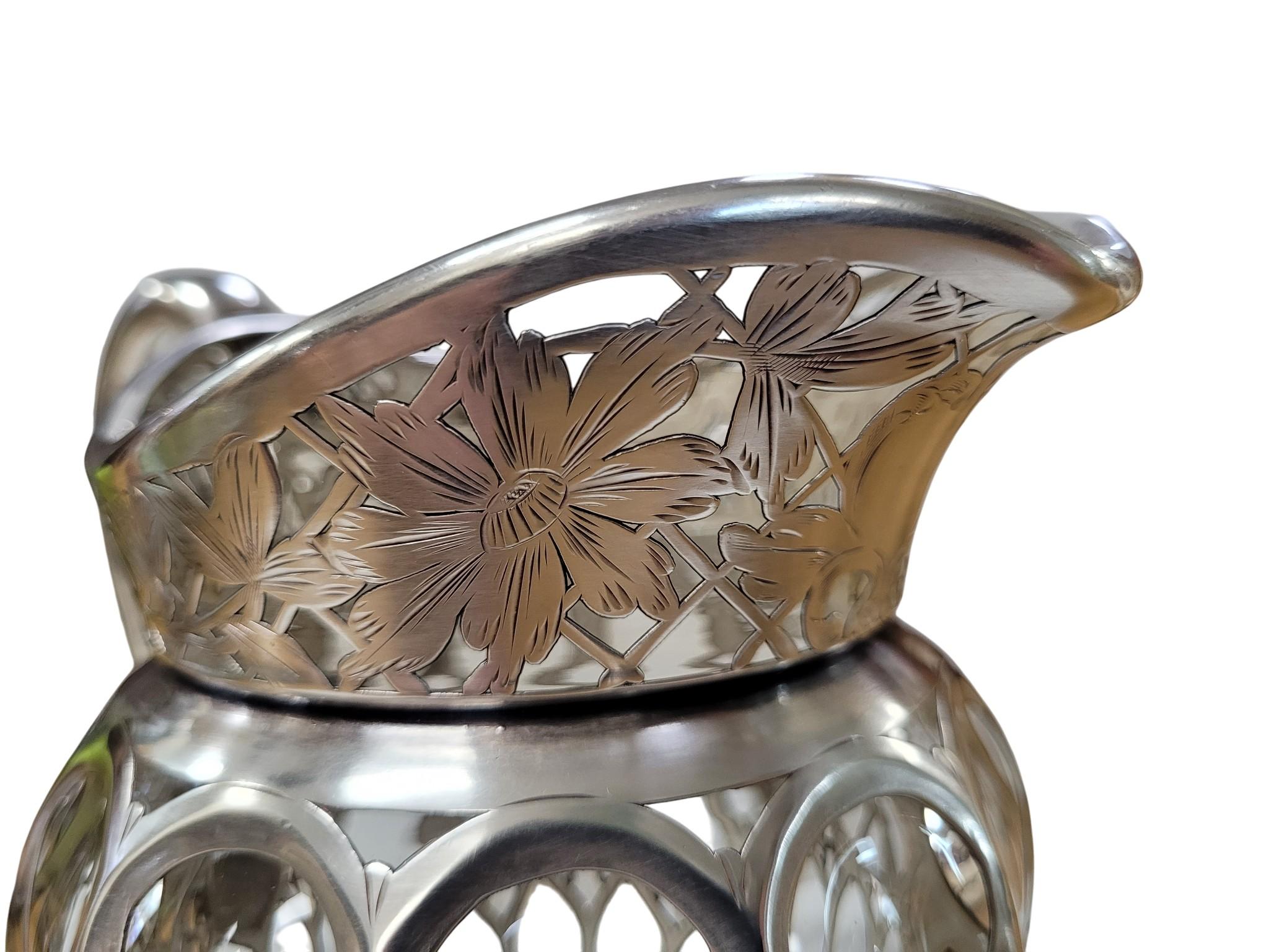Jugendstil-Silbermontierter Glas-Sahnekrug, CIRCA 1890-1910 im Angebot 4