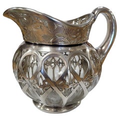 Brocca per panna in vetro con montatura in argento Art Nouveau, 1890-1910 ca.