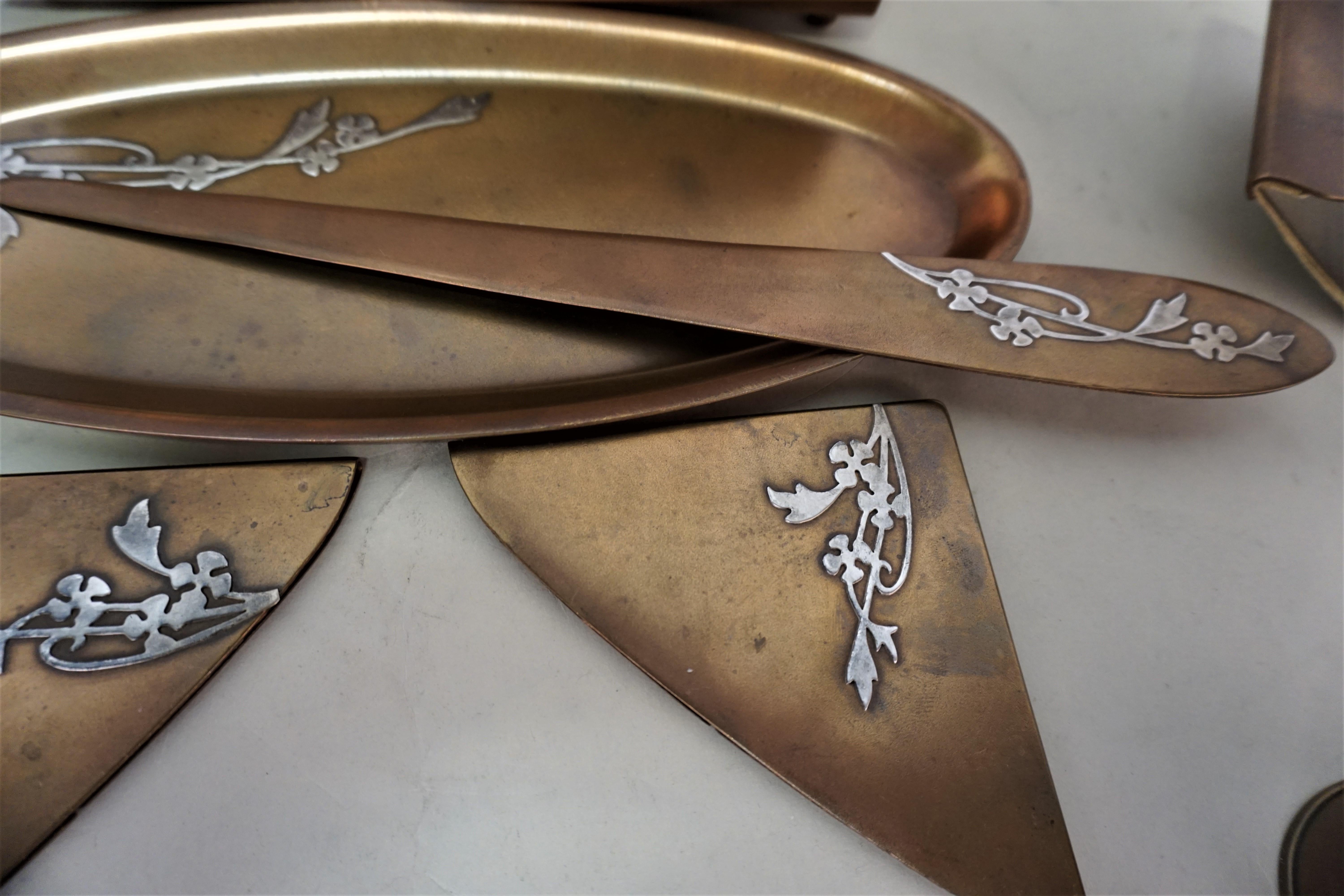 Art Nouveau Silver on Bronze Desk Set by Heintz 4