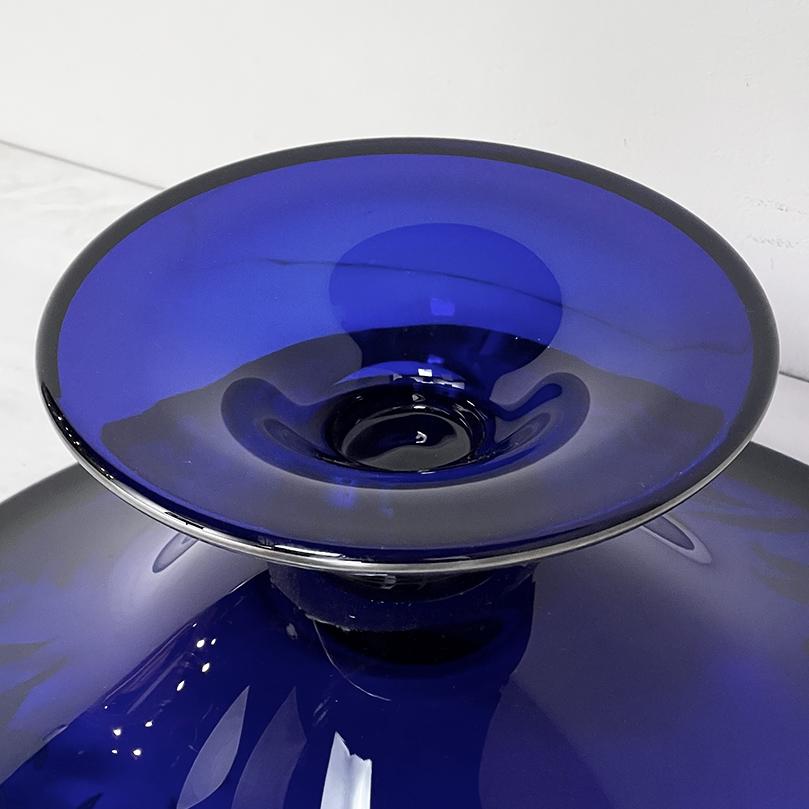 Art Nouveau Silver-Overlaid Cobalt Blue Glass Centerpiece For Sale 1