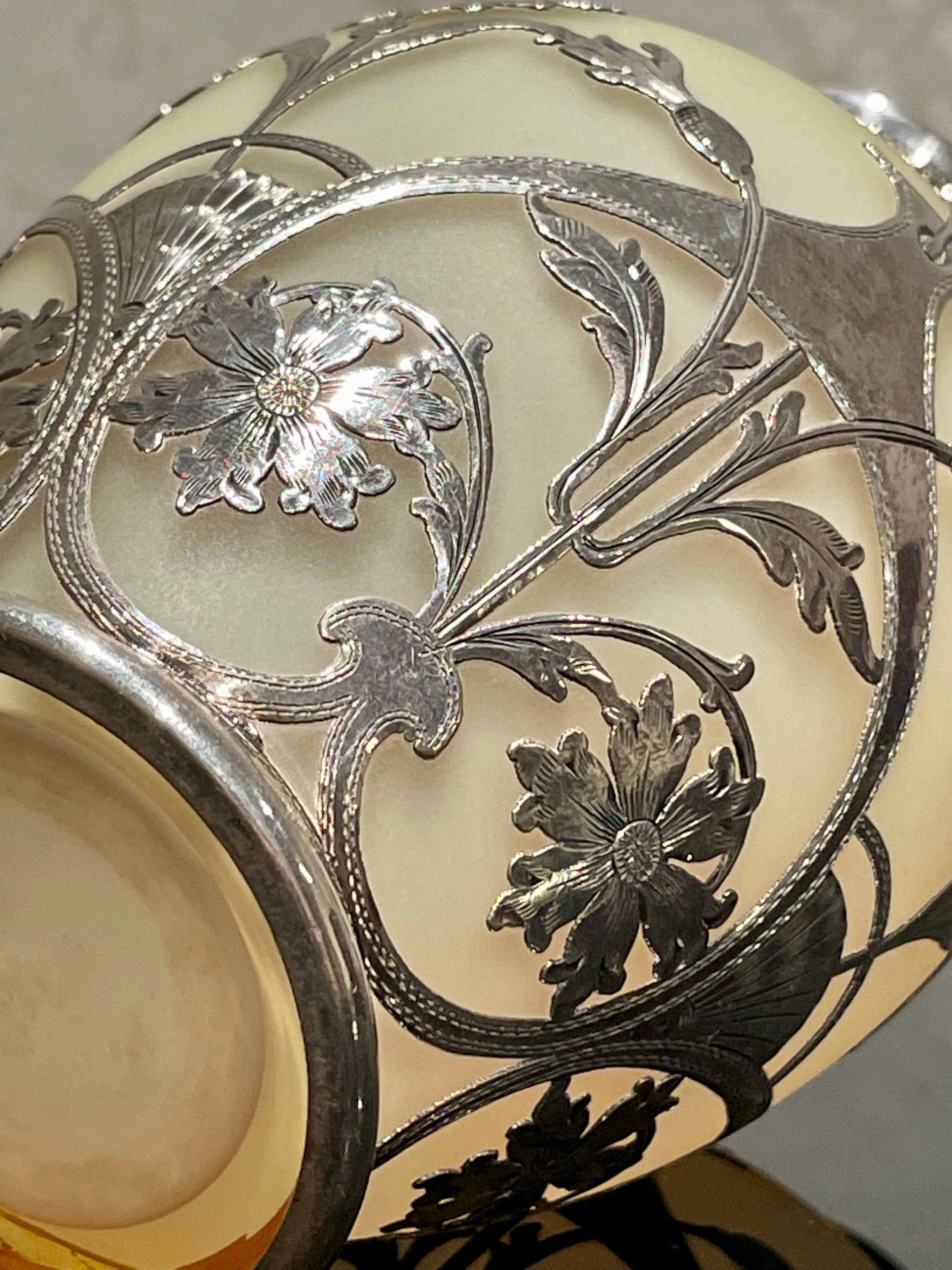 Art-Nouveau Silver Overlaid Vase 1900s in Loetz Style For Sale 1