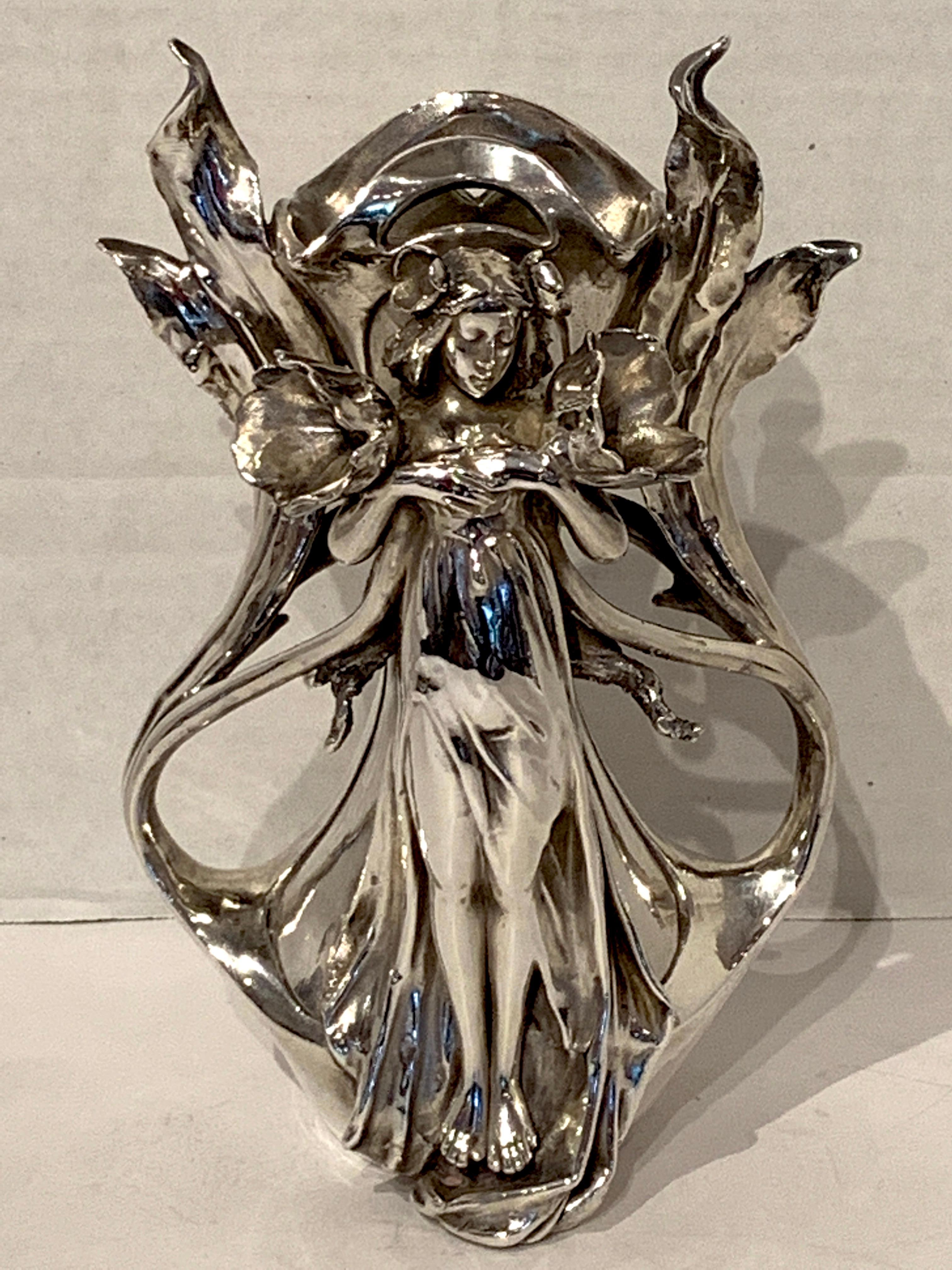 Art Nouveau Silver Overlay Figural Vase 5