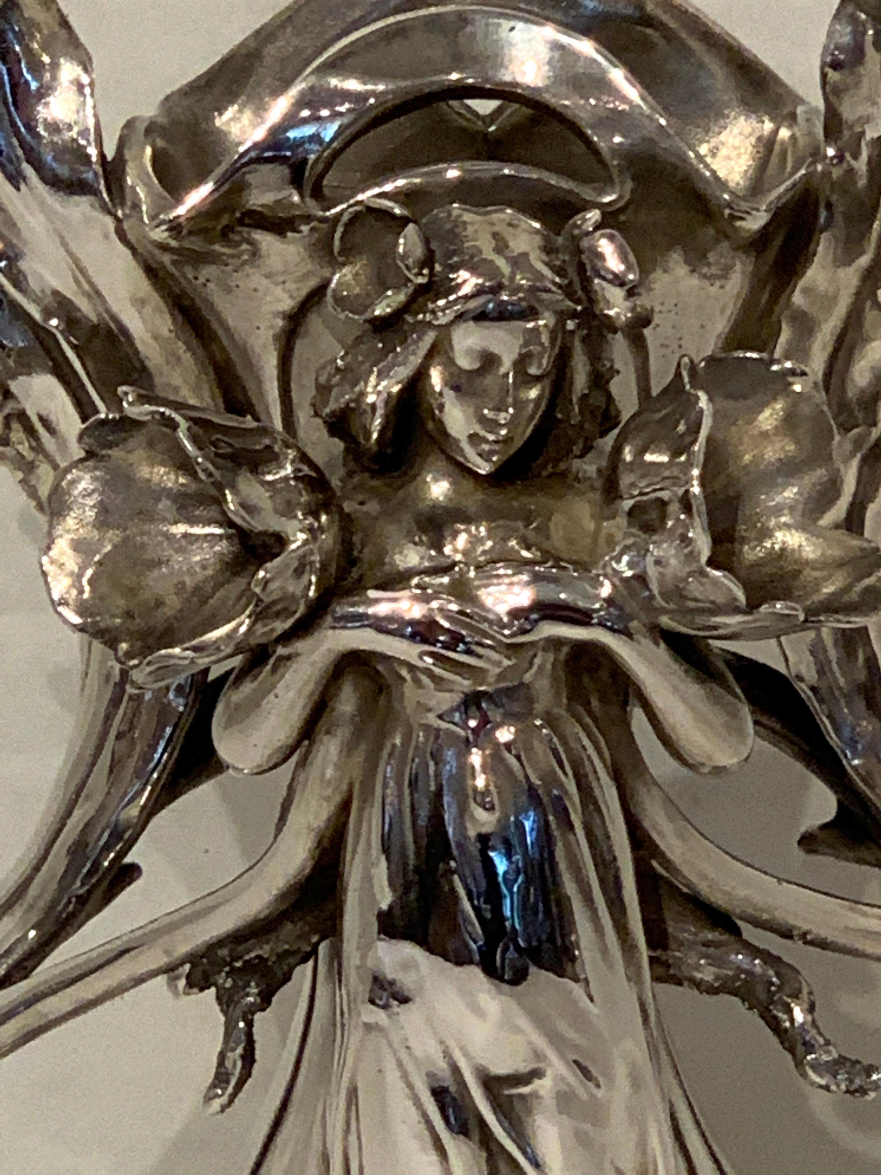 Art Nouveau Silver Overlay Figural Vase 6