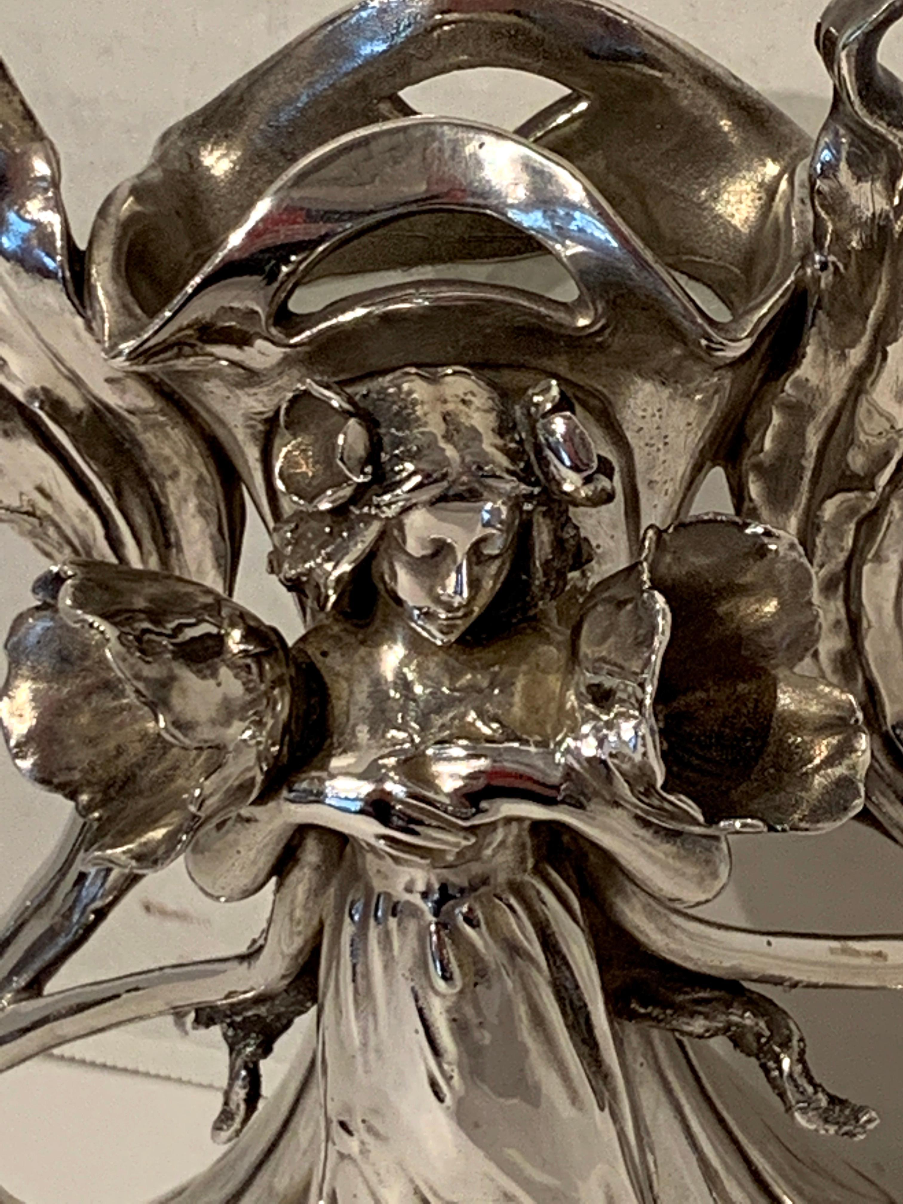 20th Century Art Nouveau Silver Overlay Figural Vase