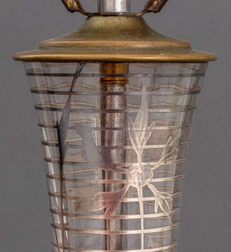 Art Nouveau Silver Overlay Glass Table lamp In Good Condition For Sale In New York, NY