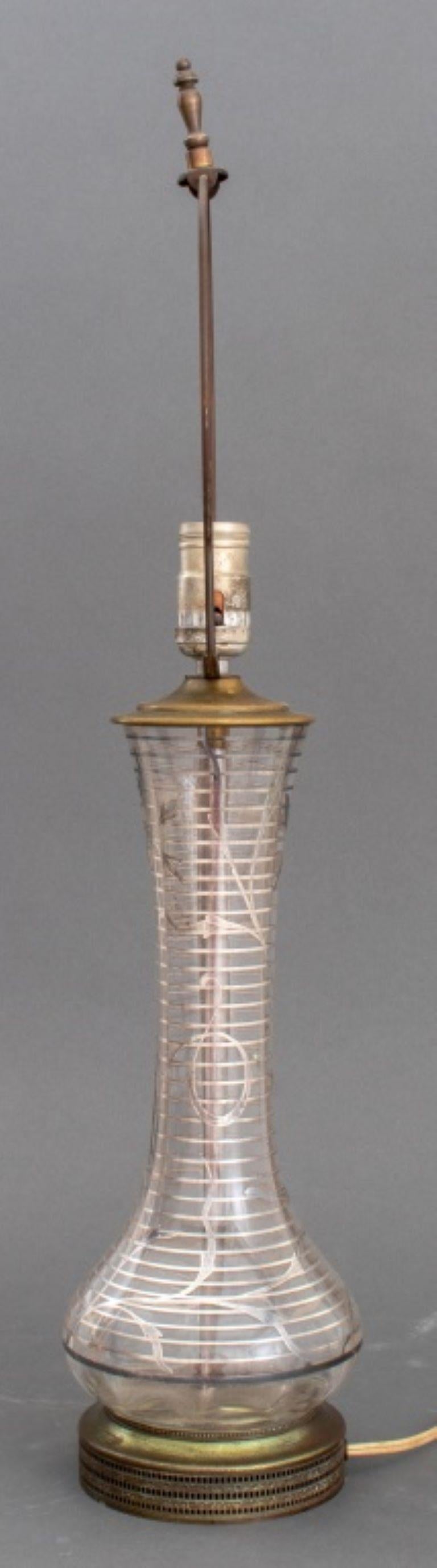 Art Nouveau Silber Overlay Glas Tischlampe im Angebot 1