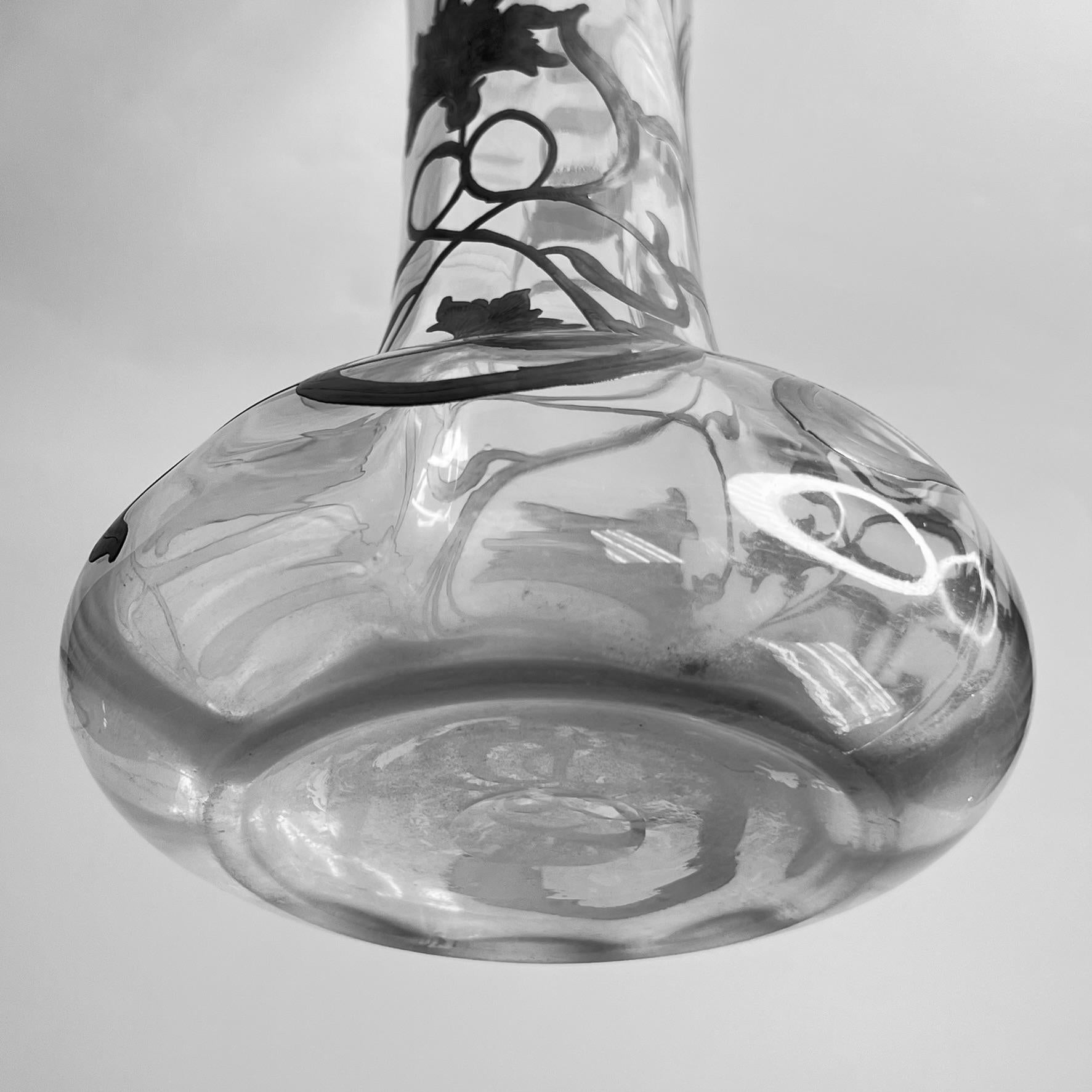 Jugendstil-Vase mit Silberauflage aus Glas im Angebot 13