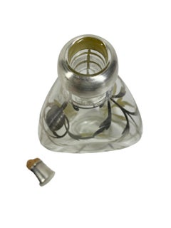Art Nouveau Silver Overlay Pinch Decanter with Scrolling Leaf Decoration