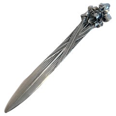 Used Art Nouveau Silver Pewter Letter Opener with the Image of a Lady