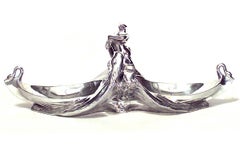 Max Blondat Art Nouveau Silver Plate Centerpiece with Female Figures