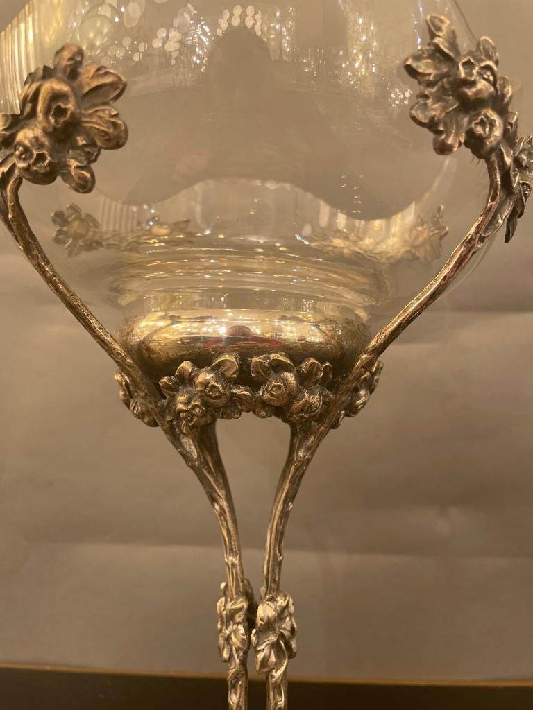 Art Nouveau Silver Plate Centrepiece  and Glass Bowl ca 1900 In Good Condition For Sale In London, GB