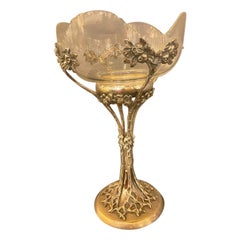 Art Nouveau Silver Plate Centrepiece  and Glass Bowl ca 1900
