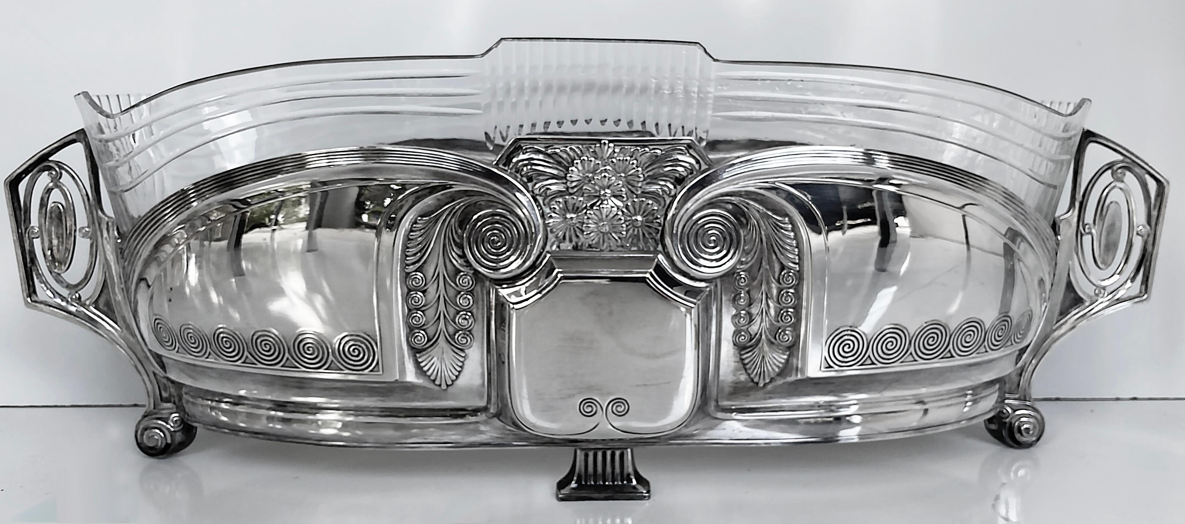 Austrian Art Nouveau Silver Plate/Glass WMF Secessionist Centerpiece