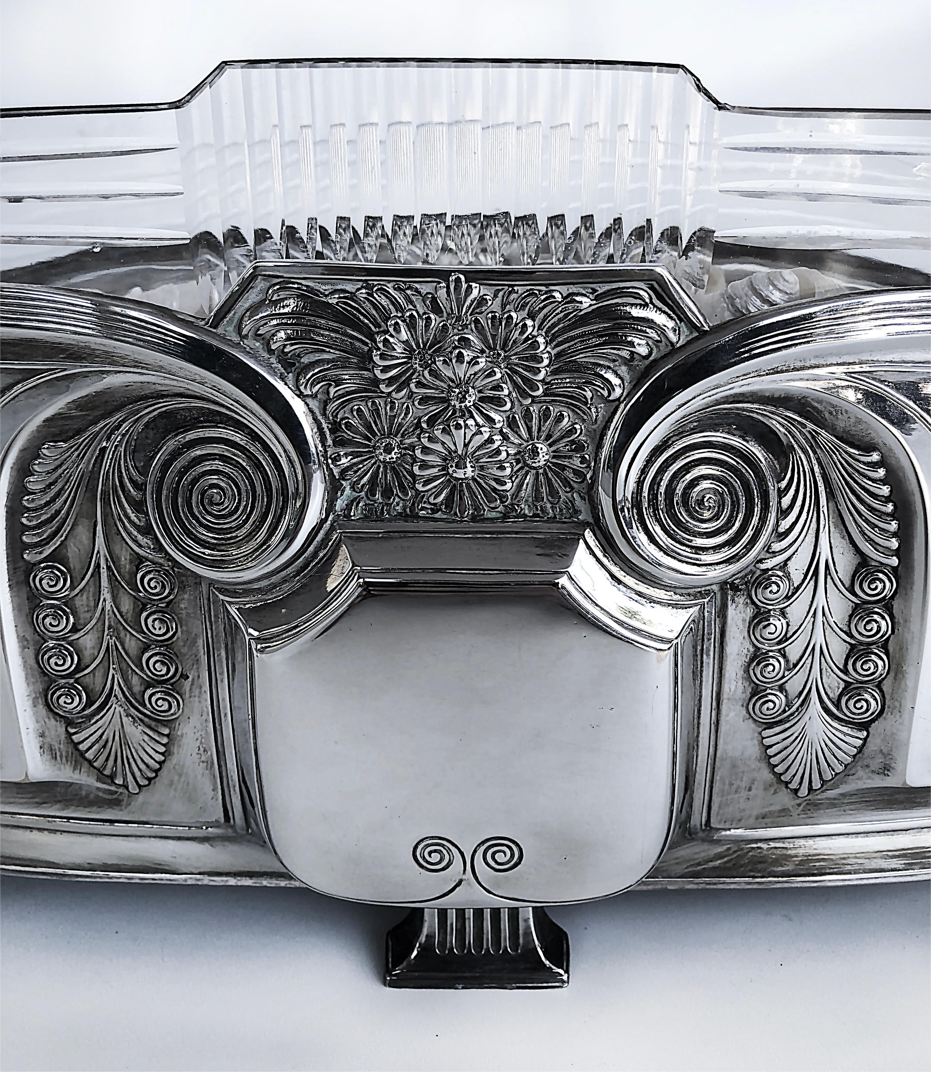 Art Nouveau Silver Plate/Glass WMF Secessionist Centerpiece In Good Condition In Miami, FL