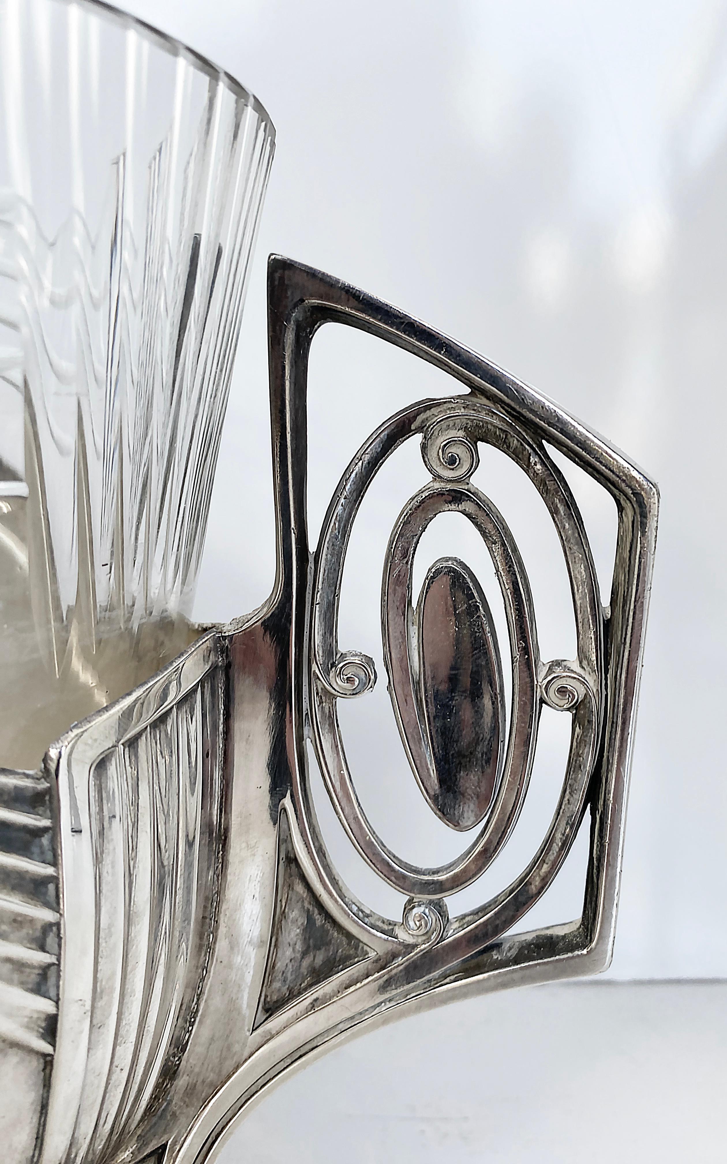 Art Nouveau Silver Plate/Glass WMF Secessionist Centerpiece 4