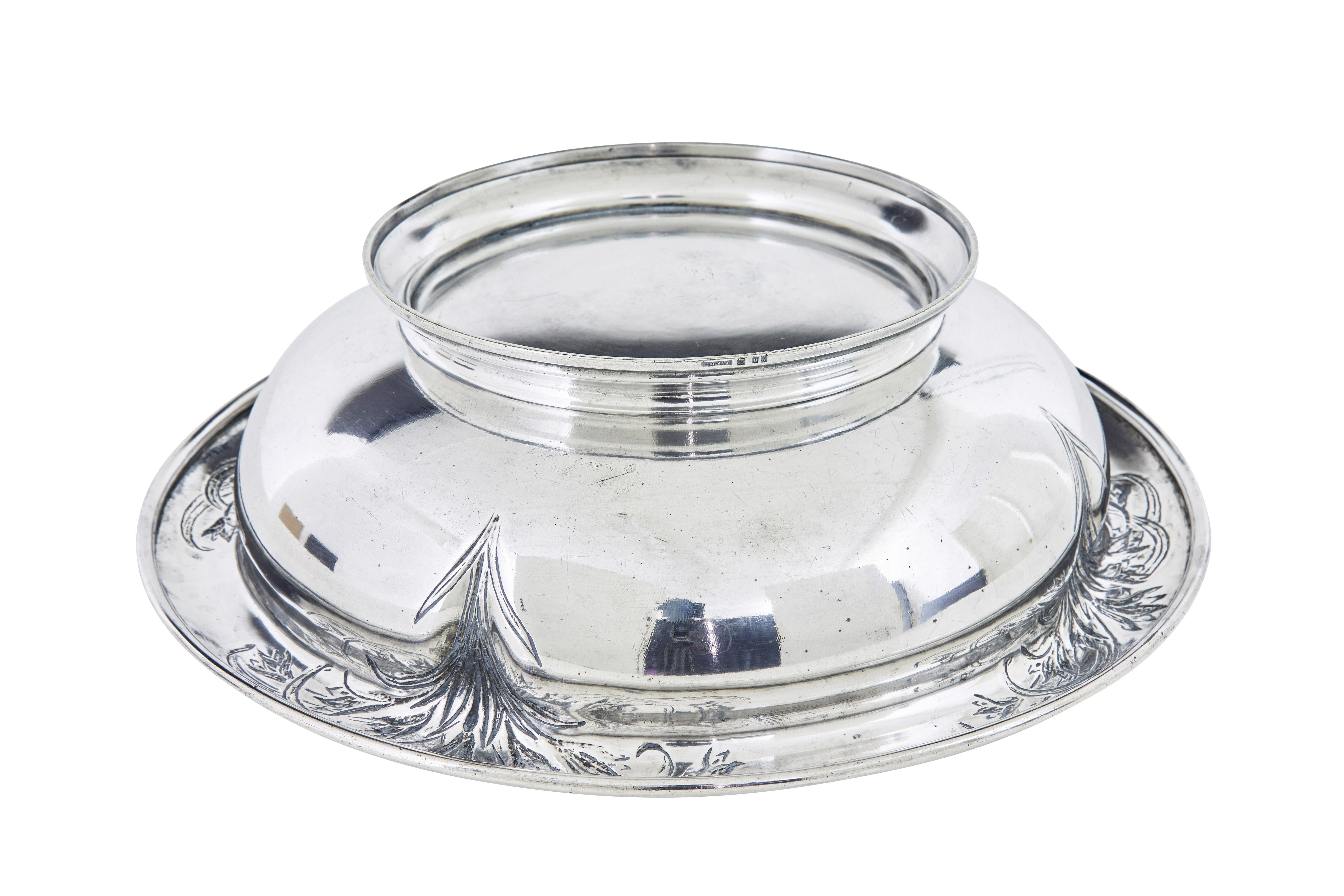 Placcato argento Caraffa e ciotola in argento Art nouveau di Christofle in vendita