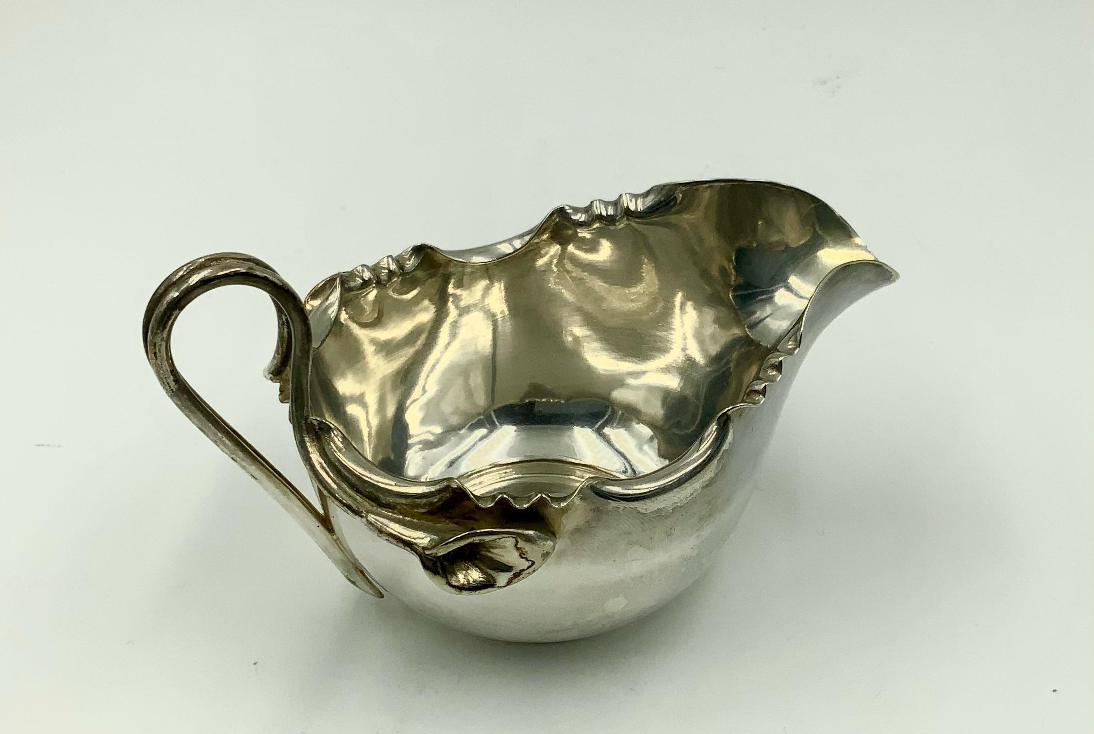 English Art Nouveau Silver Plate Sugar and Creamer in Caddy Tray by James Dixon & Sons