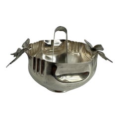 Pince à sucre et bol avec papillon Art Nouveau des années 1920