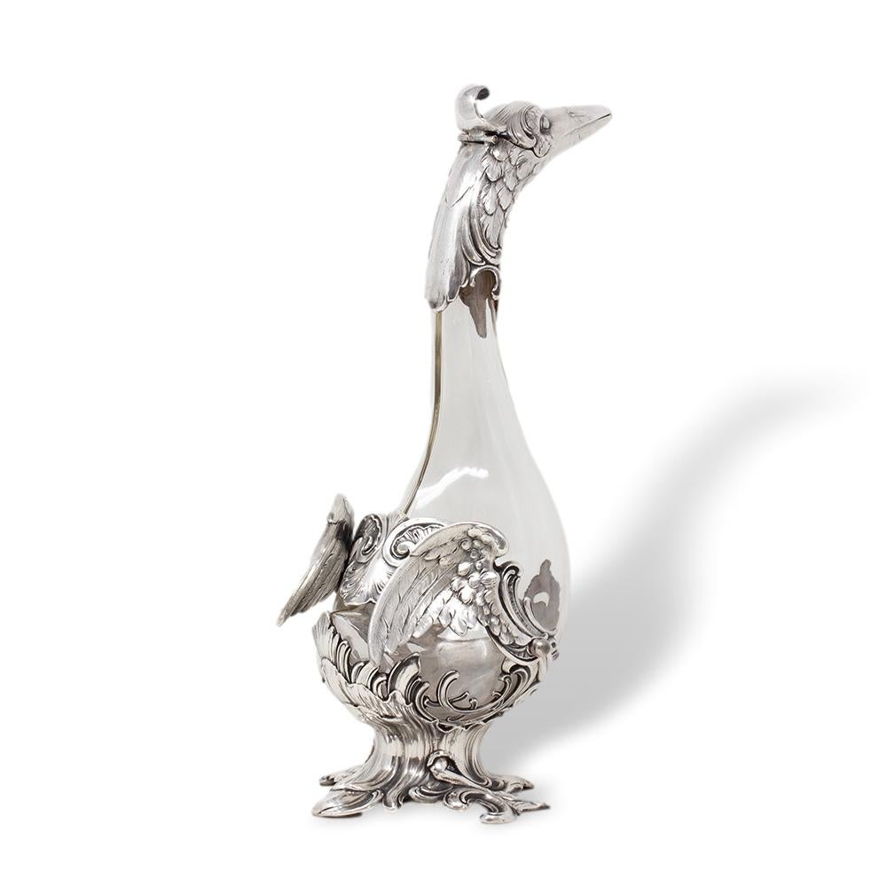 Art Nouveau Silver Plate Swan Decanter WMF For Sale 3