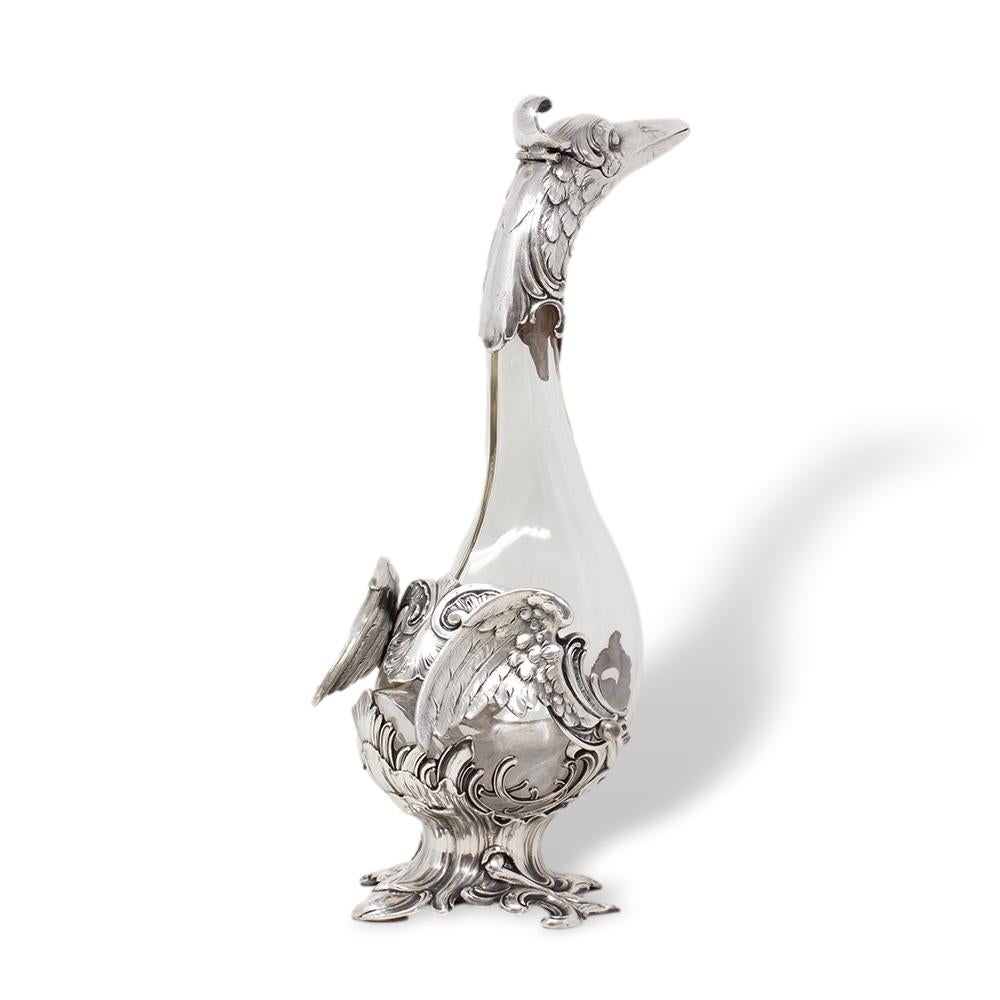 Art Nouveau Decantador de cisne plateado WMF en venta 3