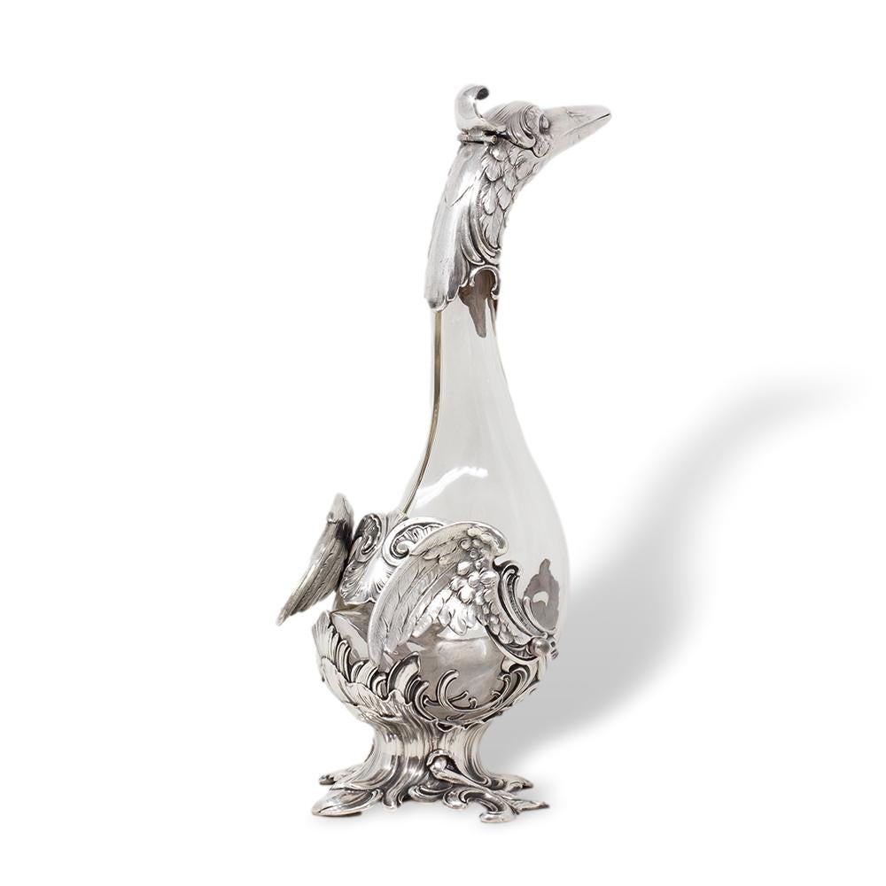 Jugendstil Silber Platte Schwan Dekanter WMF im Angebot 2