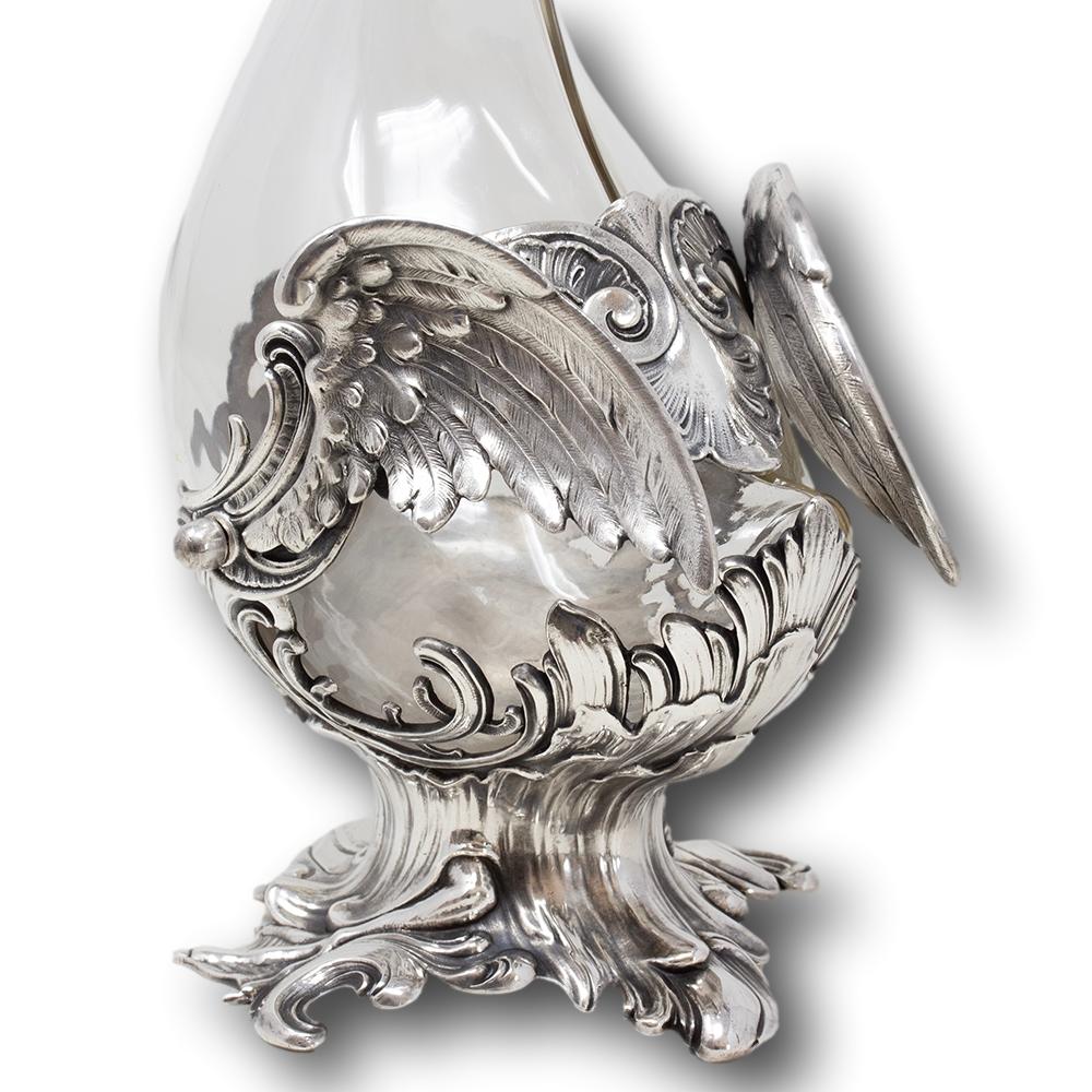 Art Nouveau Silver Plate Swan Decanter WMF For Sale 9