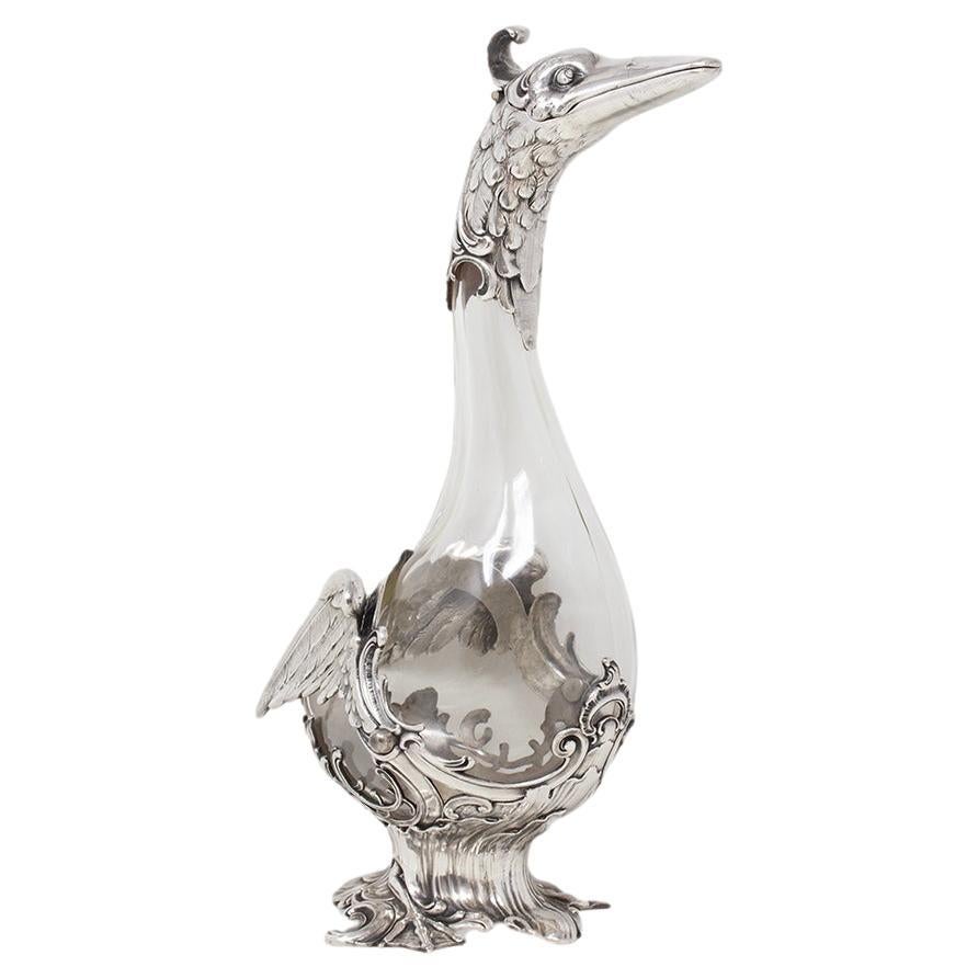 Carafe Swan Art Nouveau plaquée argent WMF en vente