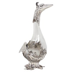 Used Art Nouveau Silver Plate Swan Decanter WMF