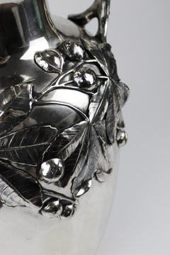 Art Nouveau Silver Plated Amphora  Chestnut decor by J P Kayser Krefeld Germany