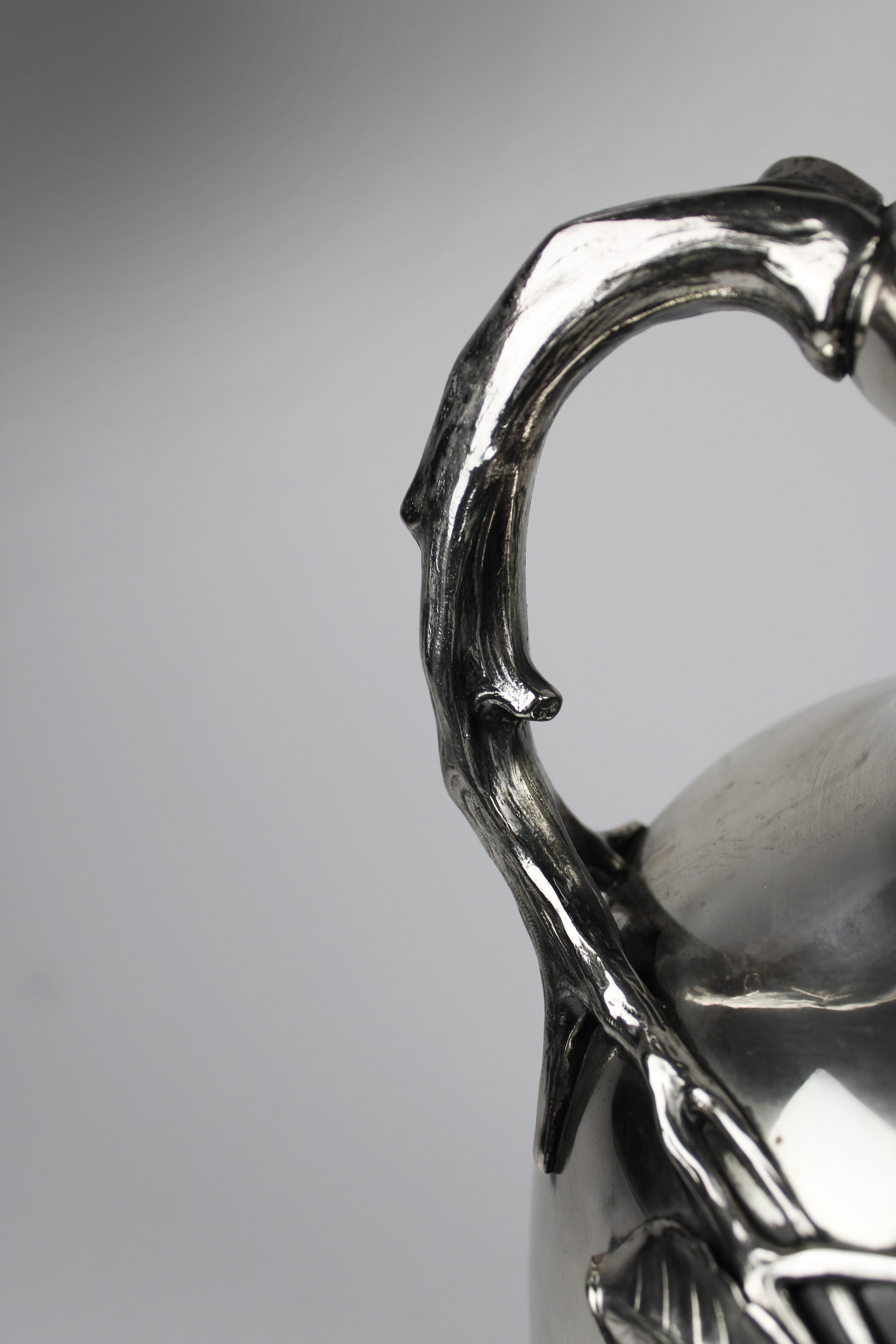 Machine-Made Art Nouveau Silver Plated Amphora  Chestnut decor by J P Kayser Krefeld Germany For Sale