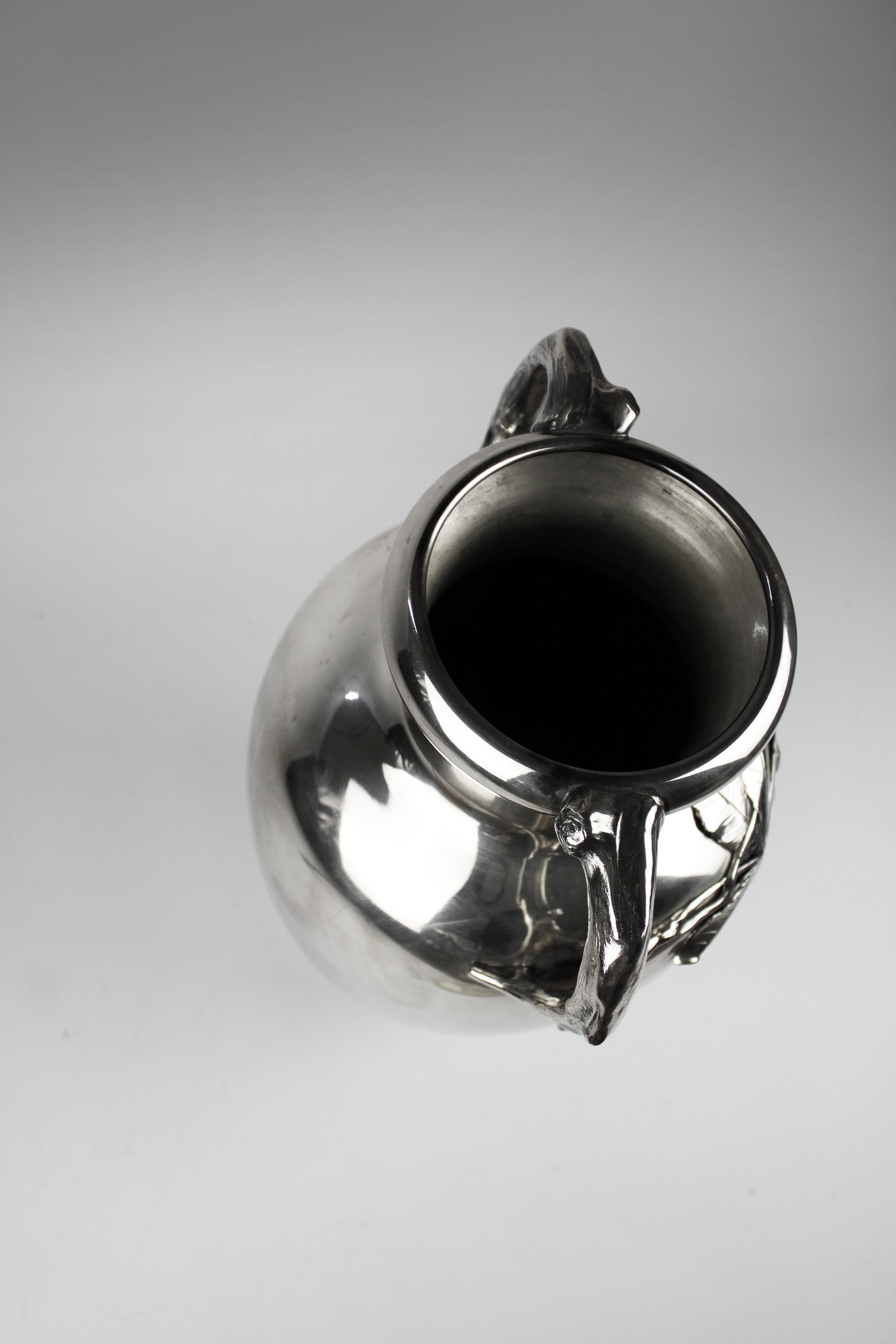 Early 20th Century Art Nouveau Silver Plated Amphora  Chestnut decor by J P Kayser Krefeld Germany For Sale
