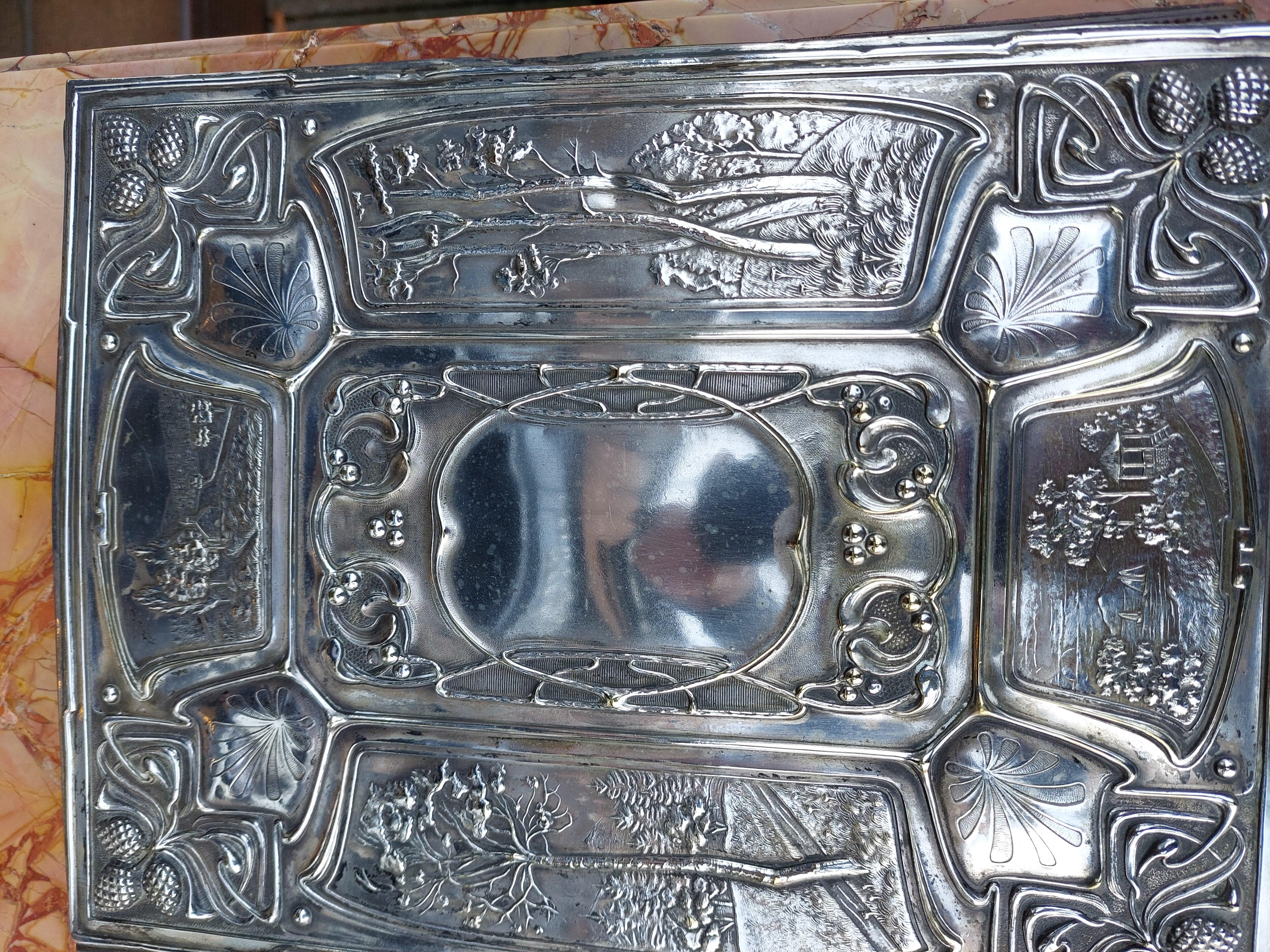 Placcato argento Libro Blotter Folio in stile Art Nouveau placcato in argento in vendita