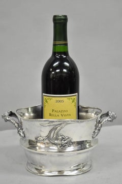 Art Nouveau Silver Plated Floral Repousse Champagne Chiller Wine Bottle Coaster