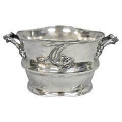Art Nouveau Silver Plated Floral Repousse Champagne Chiller Wine Bottle Coaster