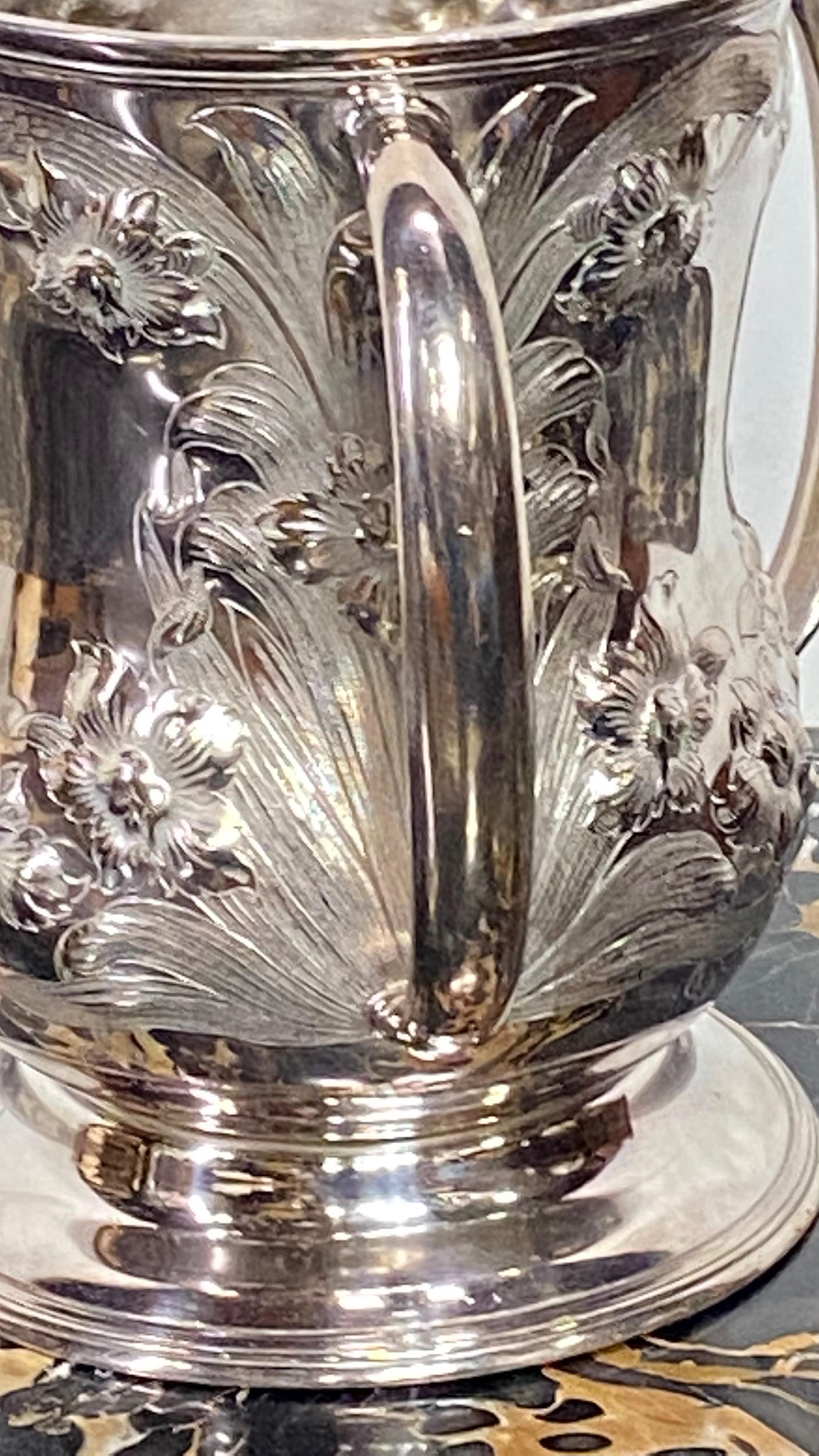 Repoussé Art Nouveau Silver Plated Loving Cup Trophy 1909
