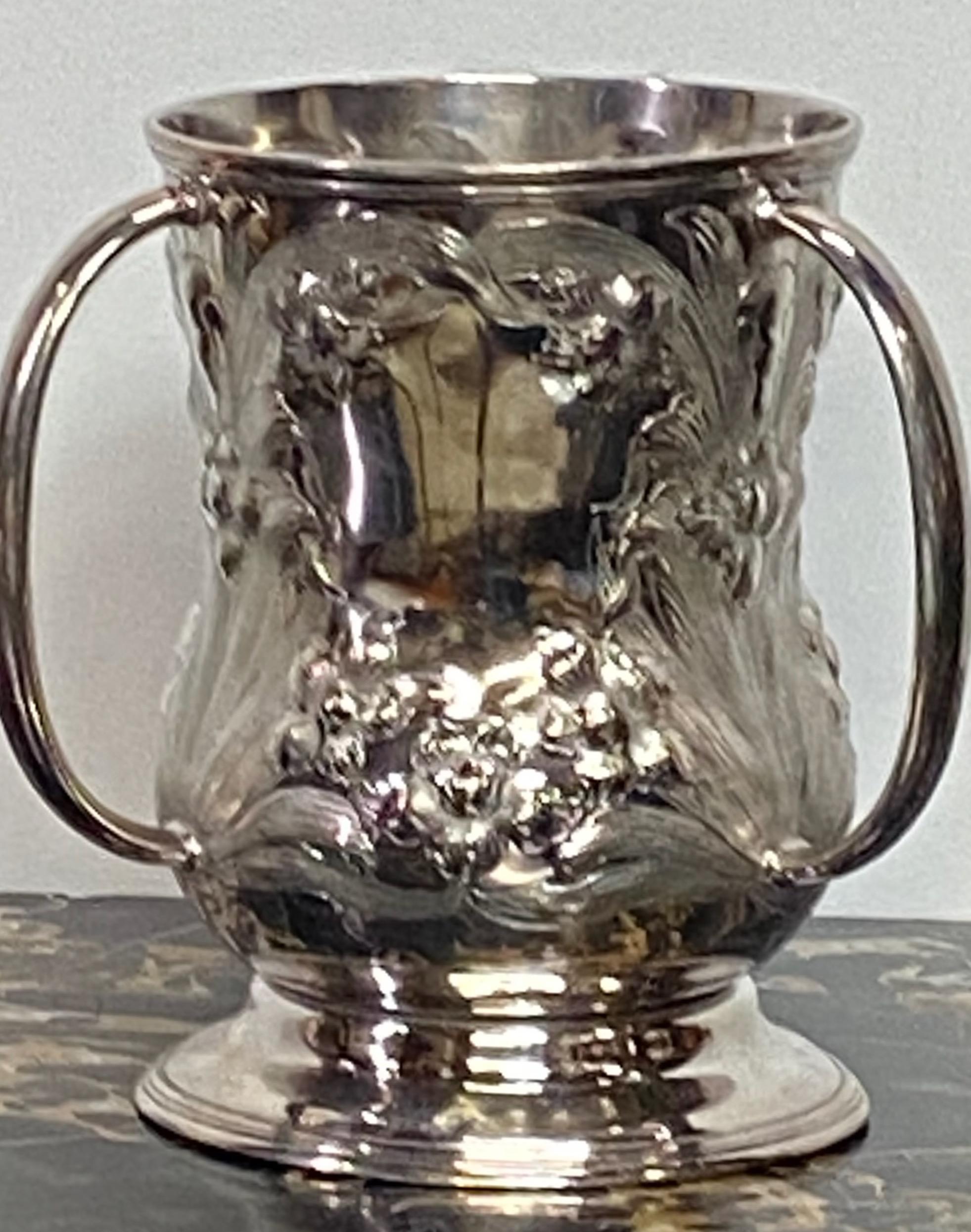 Art Nouveau Silver Plated Loving Cup Trophy 1909 In Good Condition In San Francisco, CA
