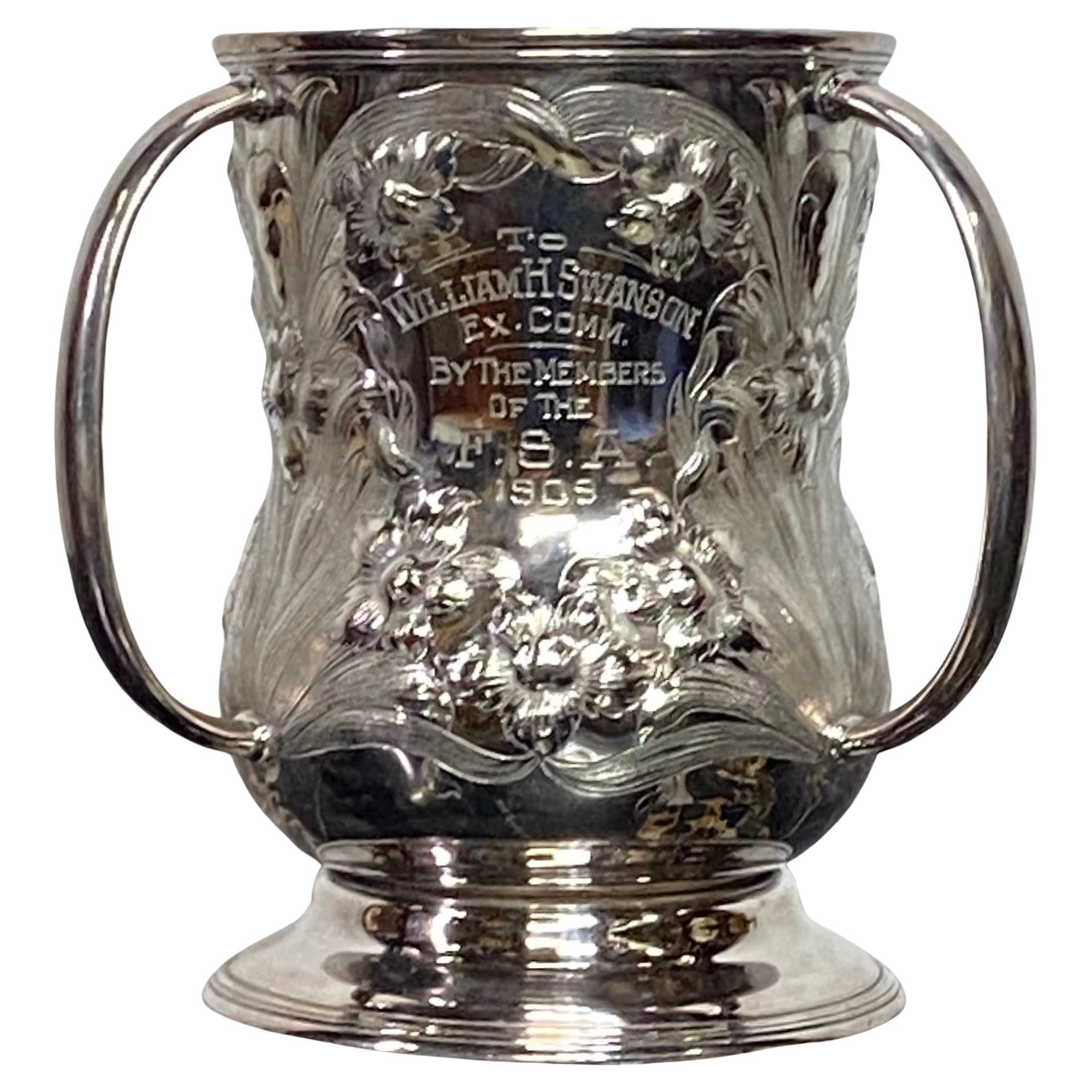 Art Nouveau Silver Plated Loving Cup Trophy 1909