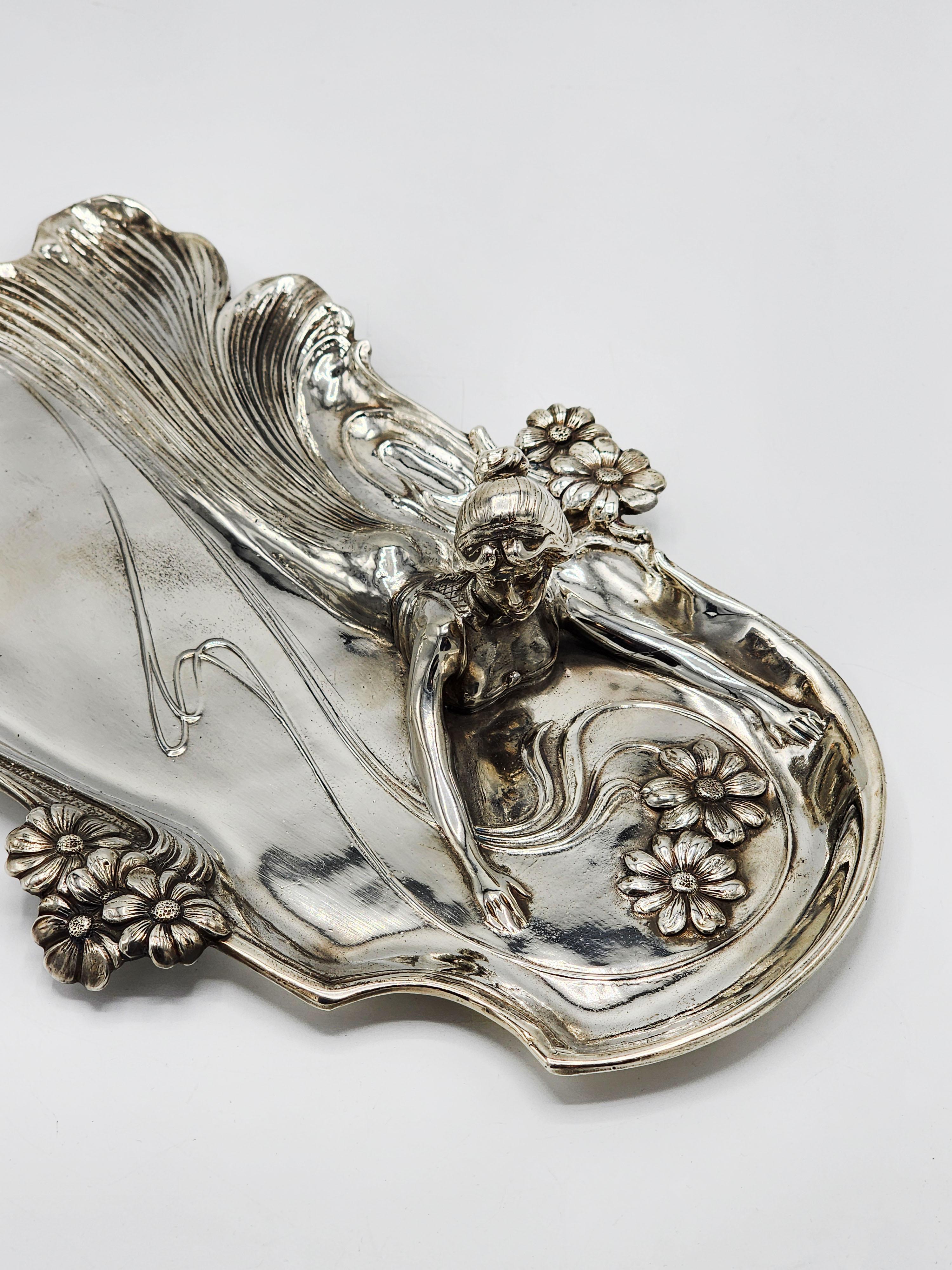Jugendstil versilberter Metallabstreifer deutscher Herkunft 3