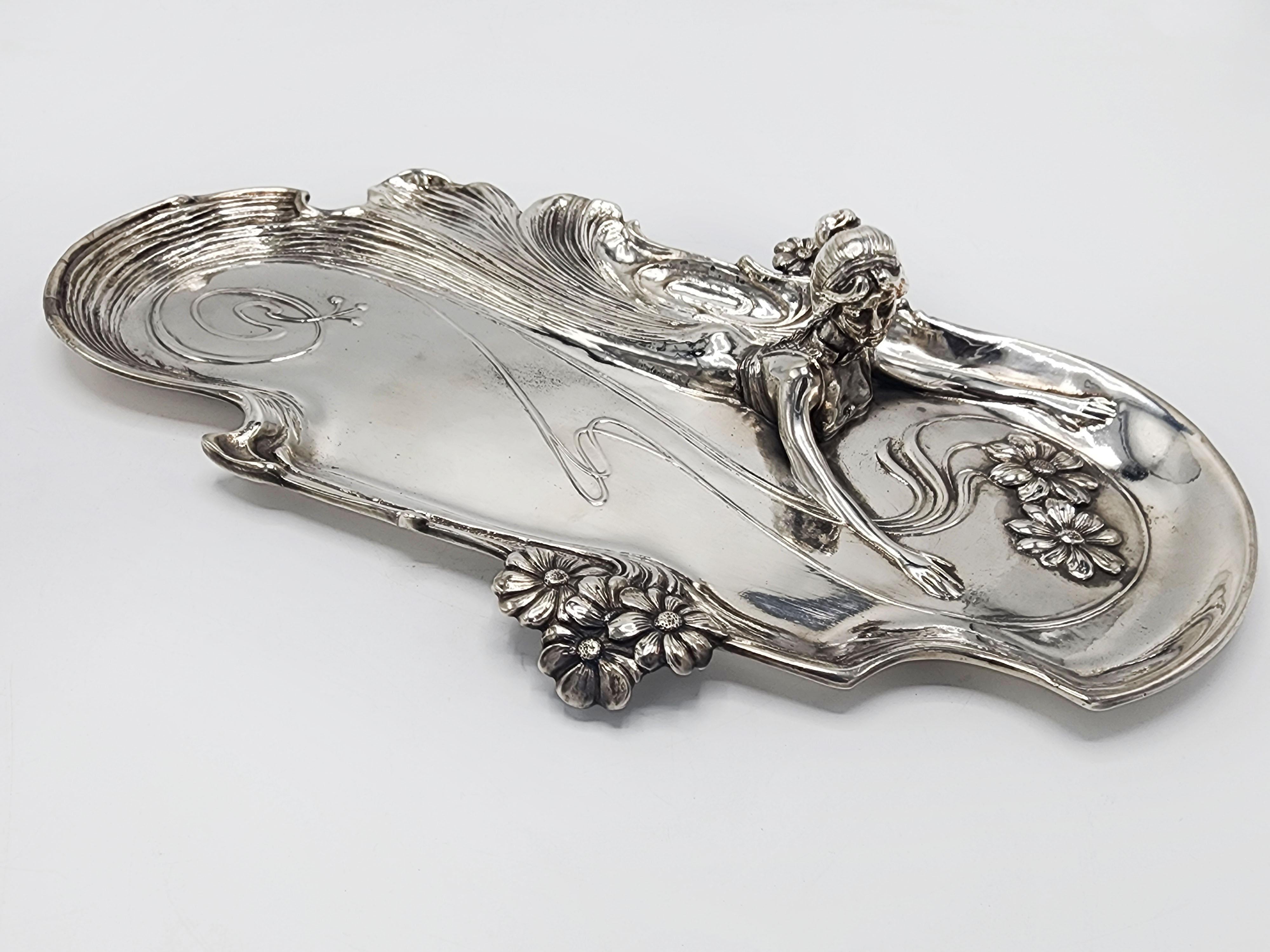 Jugendstil versilberter Metallabstreifer deutscher Herkunft 4