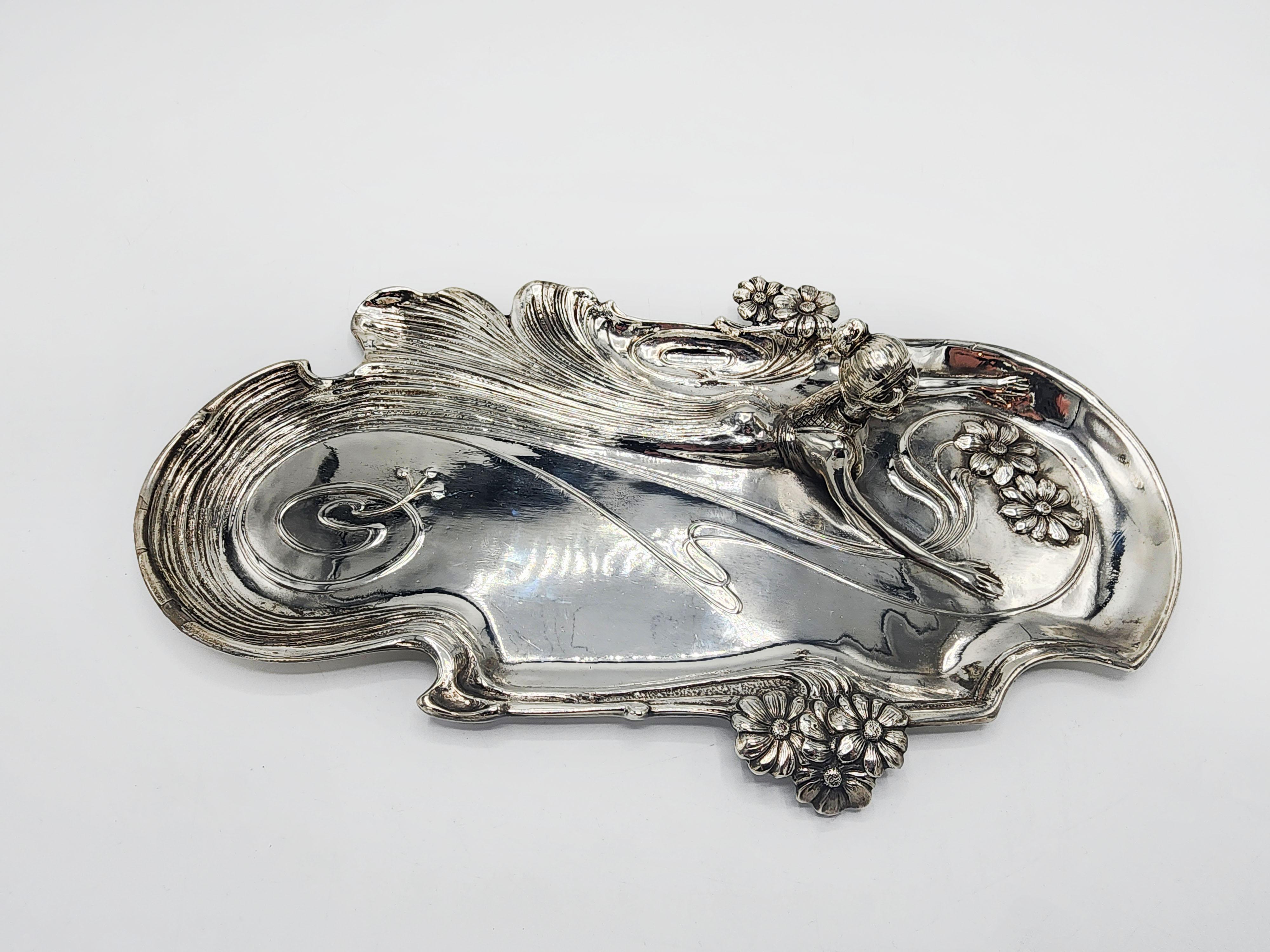 Jugendstil versilberter Metallabstreifer deutscher Herkunft (20. Jahrhundert)