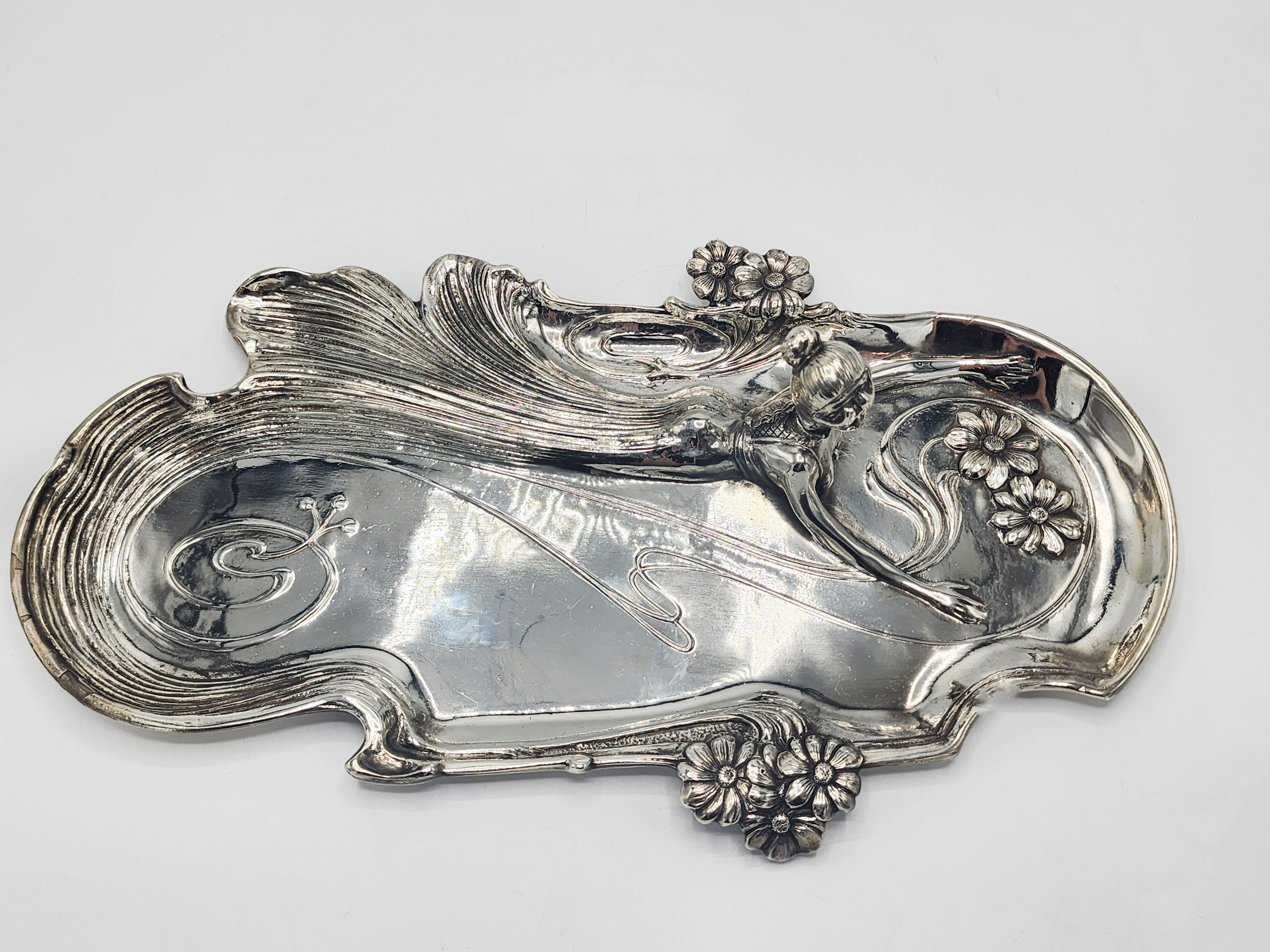 Jugendstil versilberter Metallabstreifer deutscher Herkunft 2