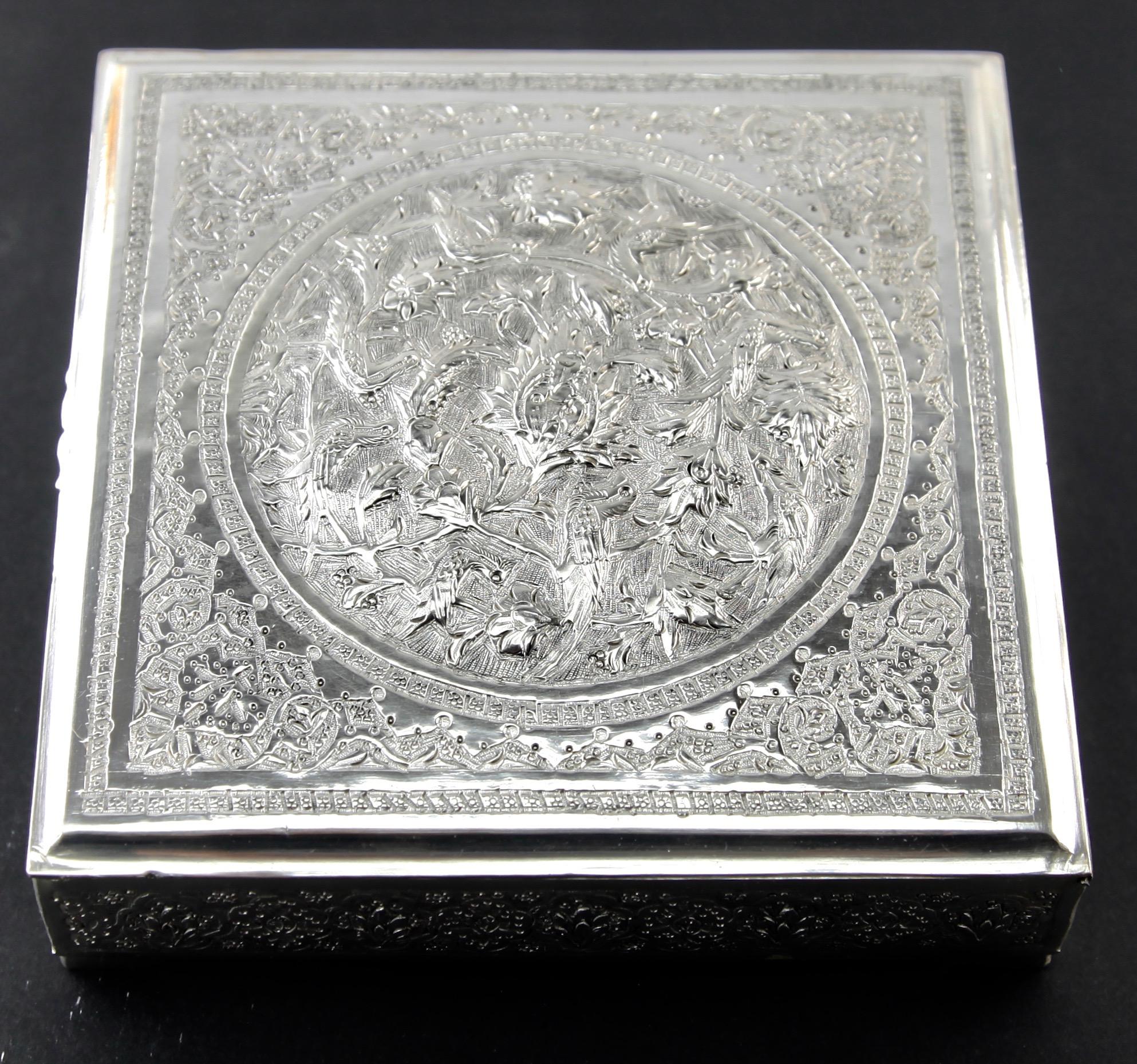 German Art Nouveau Silver Plated Repousse Tobacco or Jewelry Box  For Sale