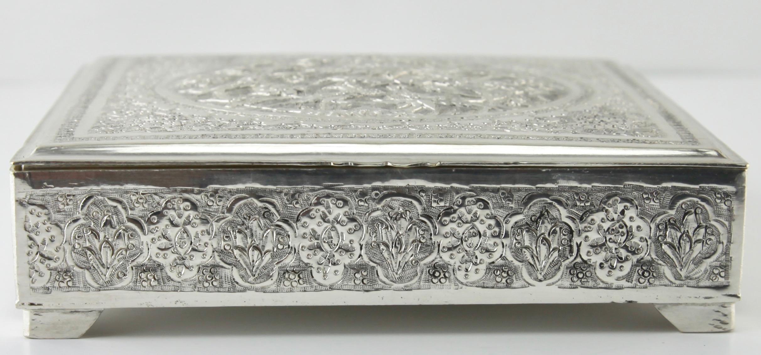 Mid-20th Century Art Nouveau Silver Plated Repousse Tobacco or Jewelry Box 