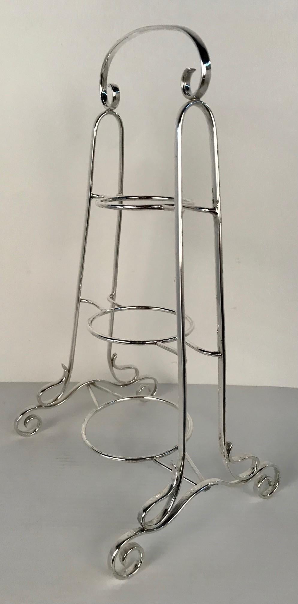 Hand-Crafted Art Nouveau Silver-Plated Three Tier Cake Stand For Sale