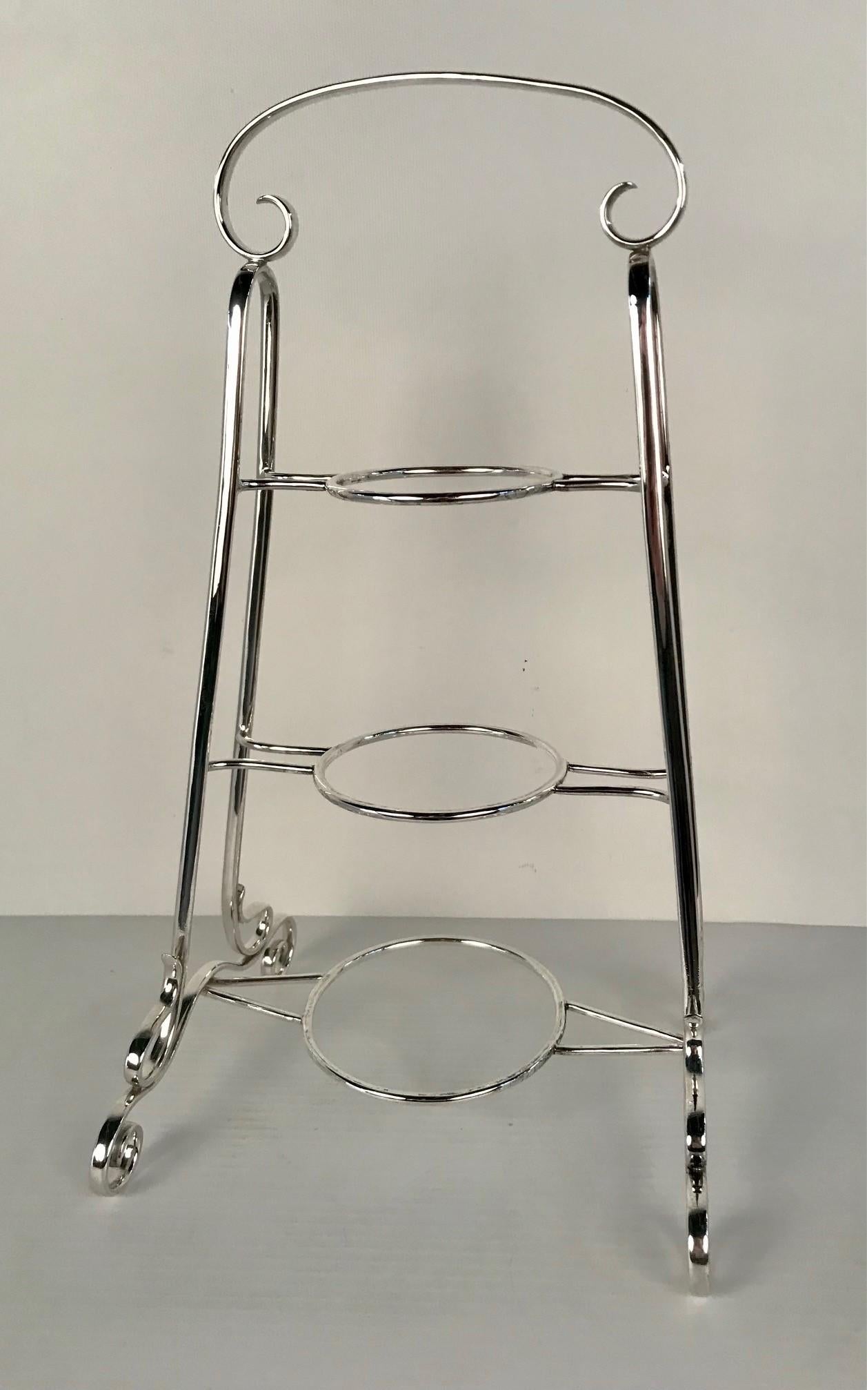Art Nouveau Silver-Plated Three Tier Cake Stand For Sale 1