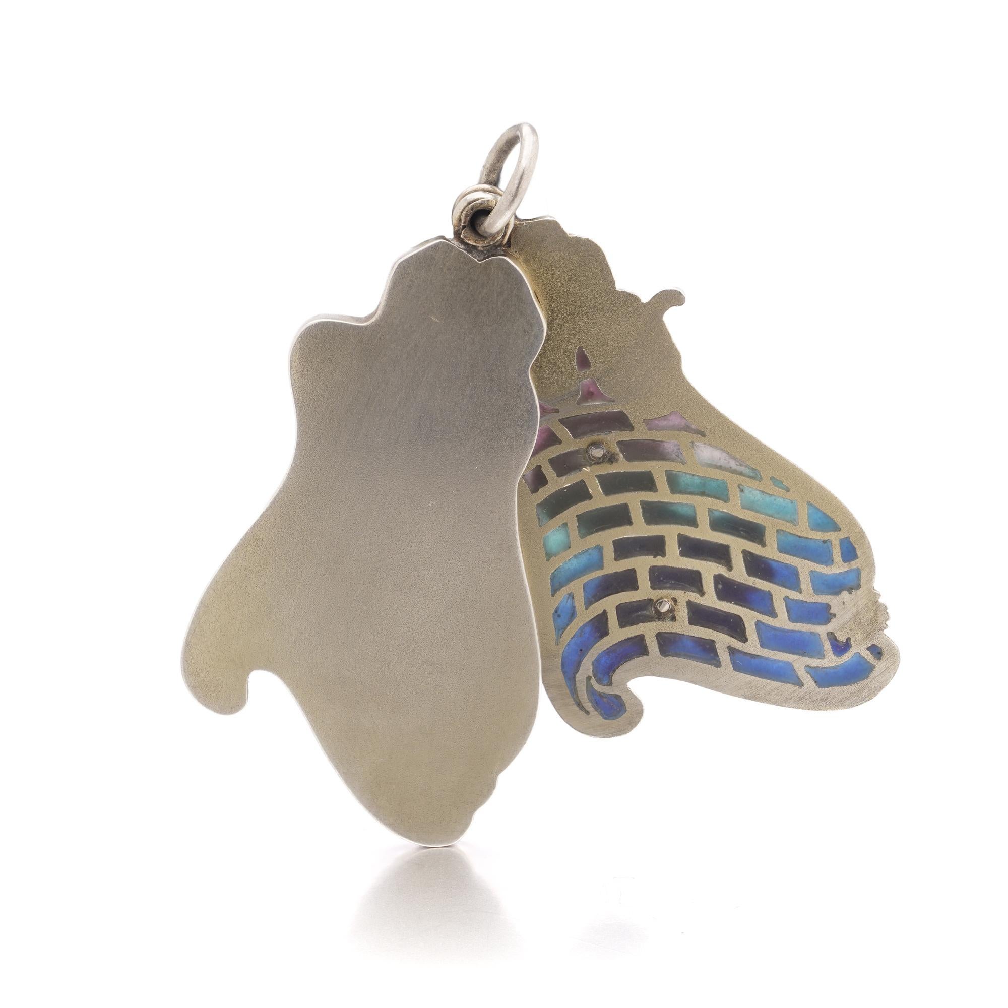 Colgante de plata Art Nouveau Plique-à-Jour Iris con espejo, Circa 1900 en venta 2