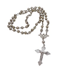 Art Nouveau Silver Rosary Necklace, Spain, Early 20th Century