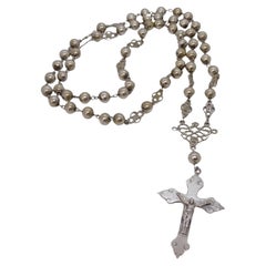 Art Nouveau Silver Rosary Necklace, Spain, Early 20th Century