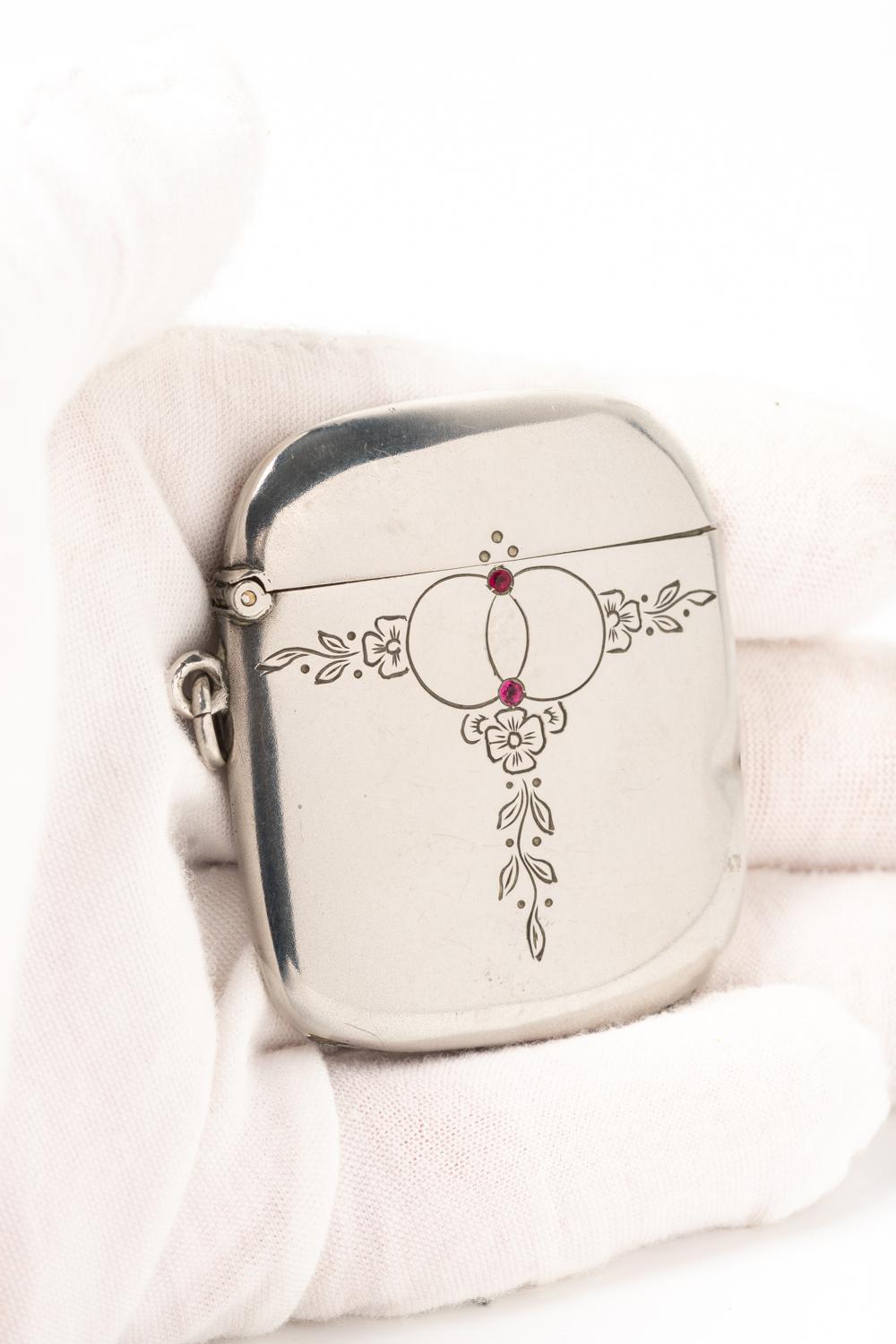 Jugendstil Art Nouveau Silver & Ruby Vesta Case